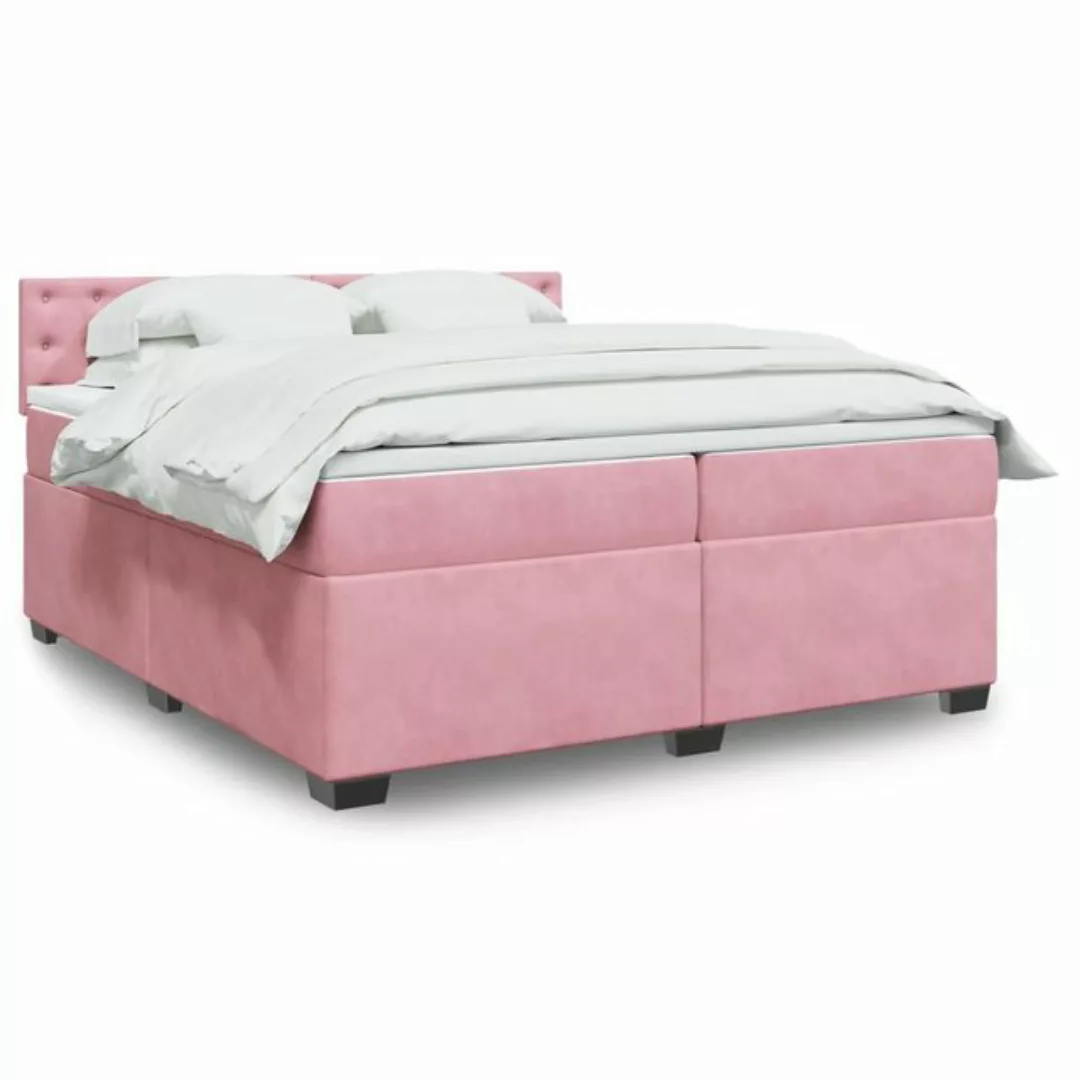 vidaXL Boxspringbett, Boxspringbett mit Matratze Rosa 200x200 cm Samt günstig online kaufen