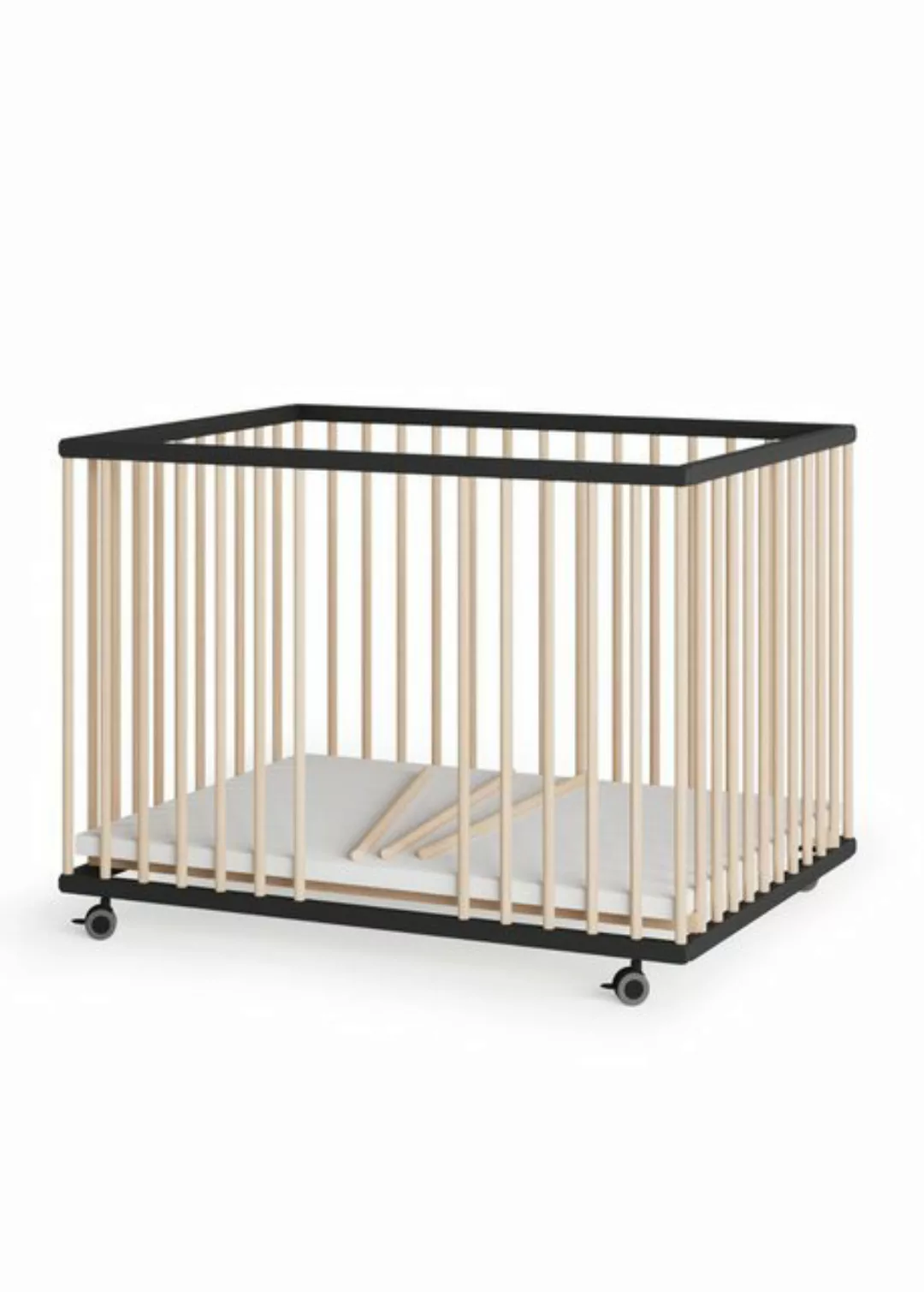 Sämann Babybett Laufgitter 75x100 cm mit Schlupfsprossen schwarz/natur Prem günstig online kaufen