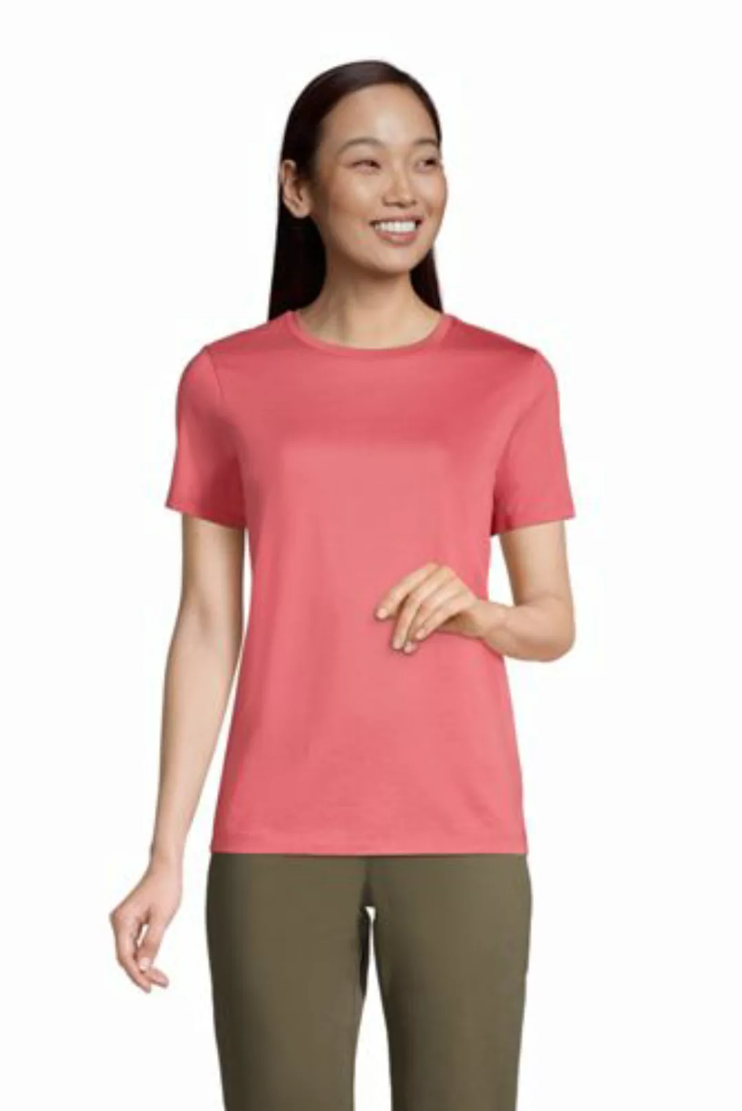 Supima Kurzarm-Shirt mit rundem Ausschnitt, Damen, Größe: 48-50 Normal, Rot günstig online kaufen