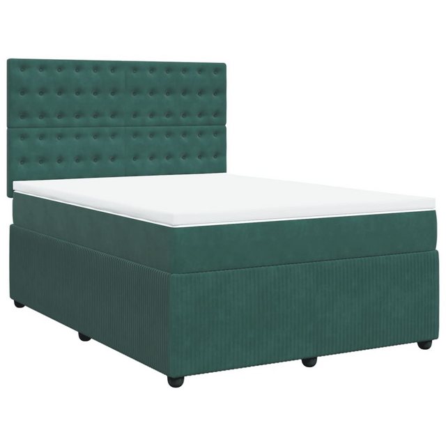 vidaXL Bett Boxspringbett mit Matratze Dunkelgrün 140x200 cm Samt günstig online kaufen