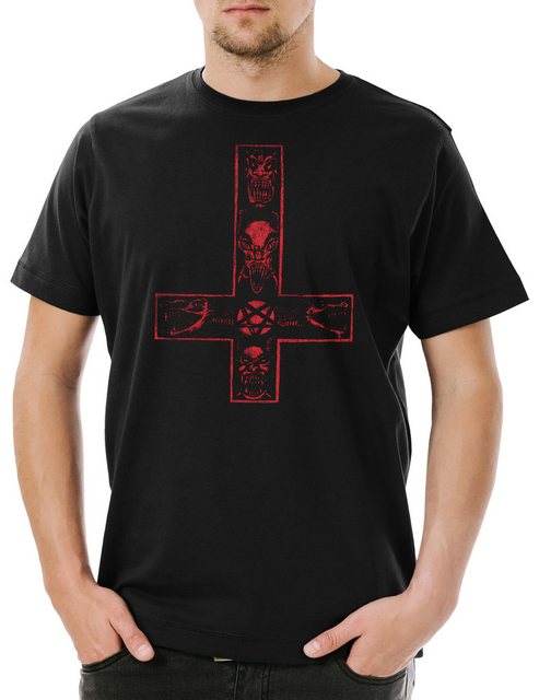 Urban Backwoods Print-Shirt Satanic Cross Herren T-Shirt Aleister Pentagram günstig online kaufen