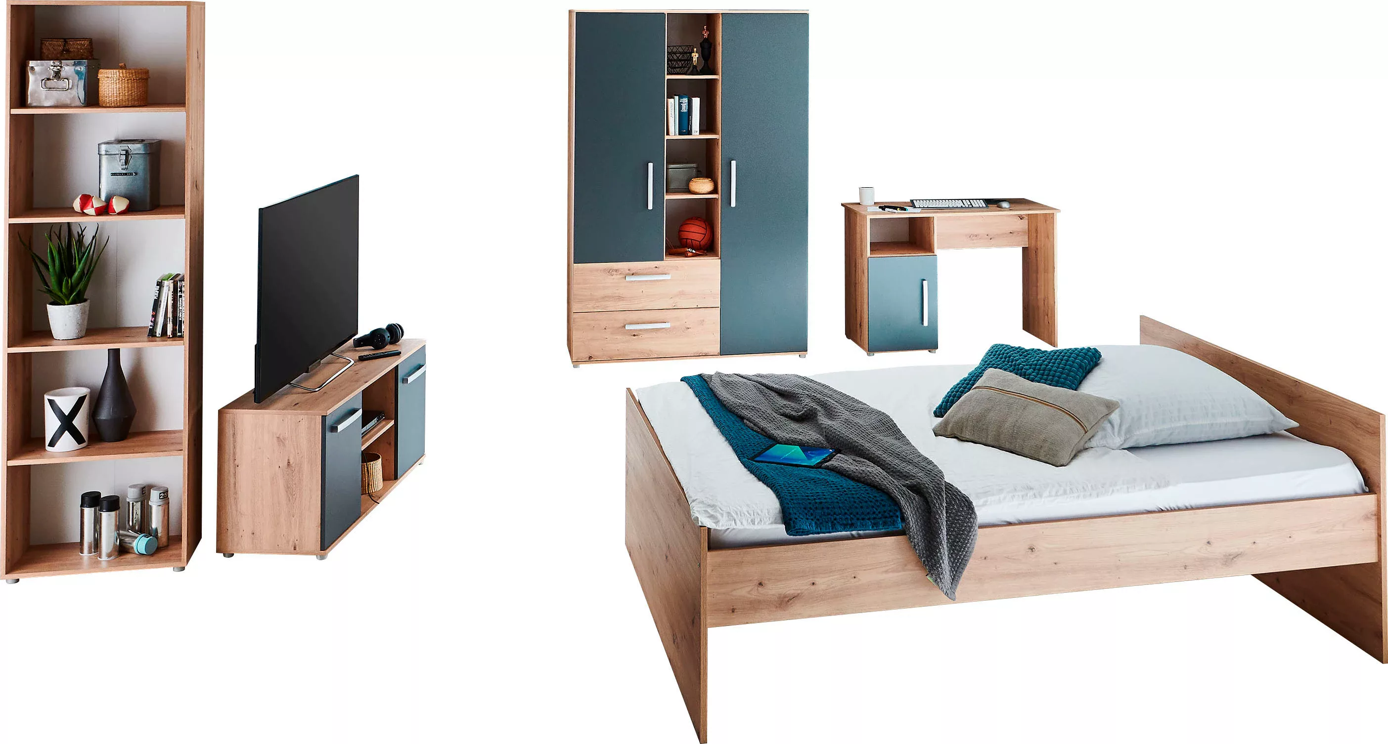 arthur berndt Jugendzimmer-Set "Alessio", (Set, 5 tlg., Bett, Kleiderschran günstig online kaufen