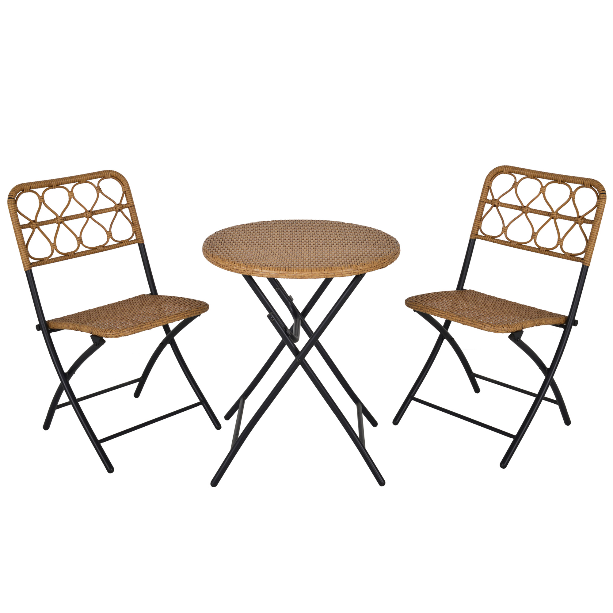 Outsunny Polyrattan Bistroset für 2 Personen, klappbare Balkonmöbel Sitzgru günstig online kaufen