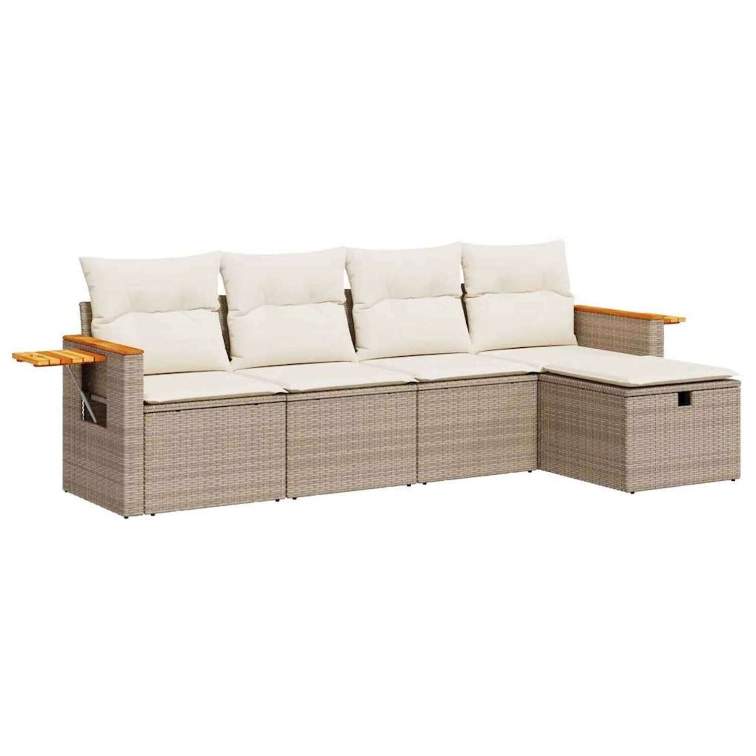 vidaXL 5-Tlg Garten-Sofagarnitur mit Kissen Beige Poly Rattan 3325957 günstig online kaufen