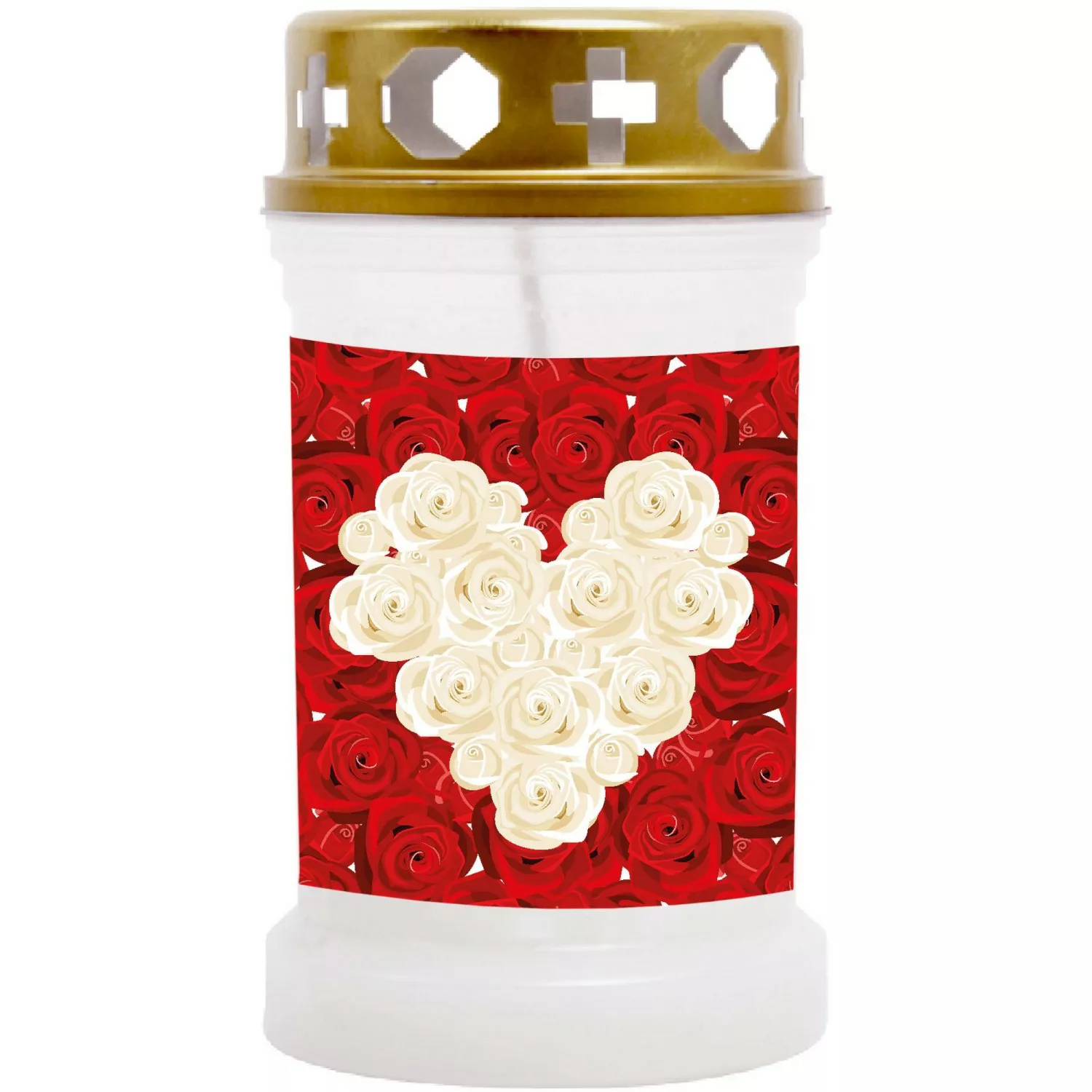 HS Candle Grabkerze Weiß 40h Inkl. Deckel Gold Rose Herz günstig online kaufen