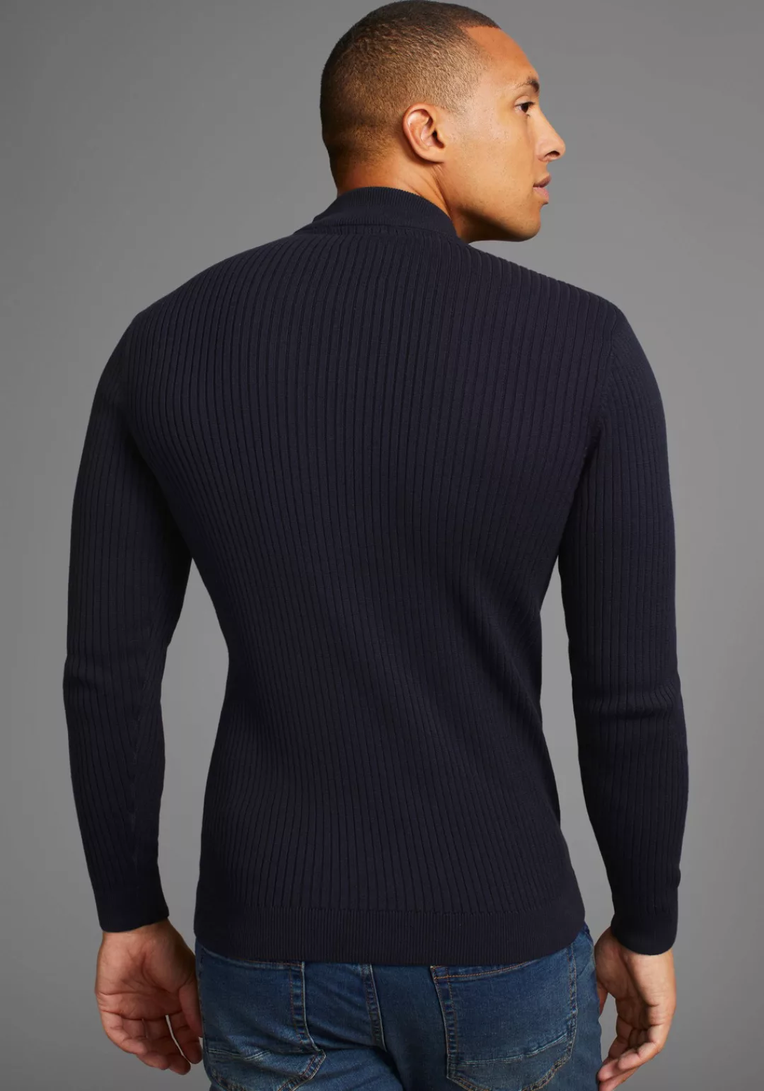 Bruno Banani Stehkragenpullover, in Rippstrickoptik günstig online kaufen