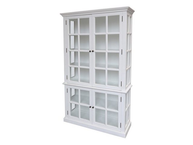 Chic Antique Standvitrine Vitrinenschrank mit 4 Türen und Ablagen weiss Vin günstig online kaufen