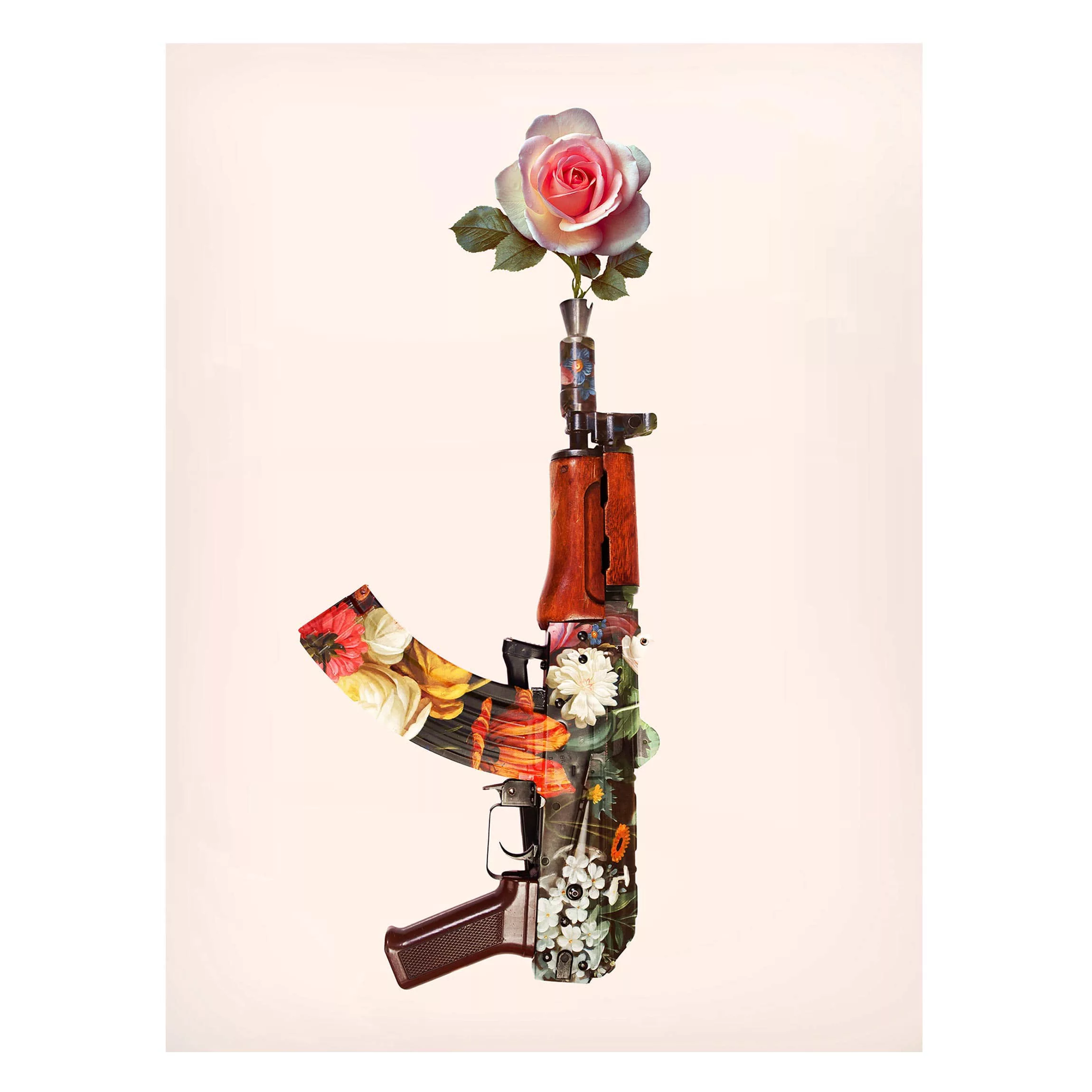 Magnettafel Blumen - Hochformat 3:4 Waffe mit Rose günstig online kaufen