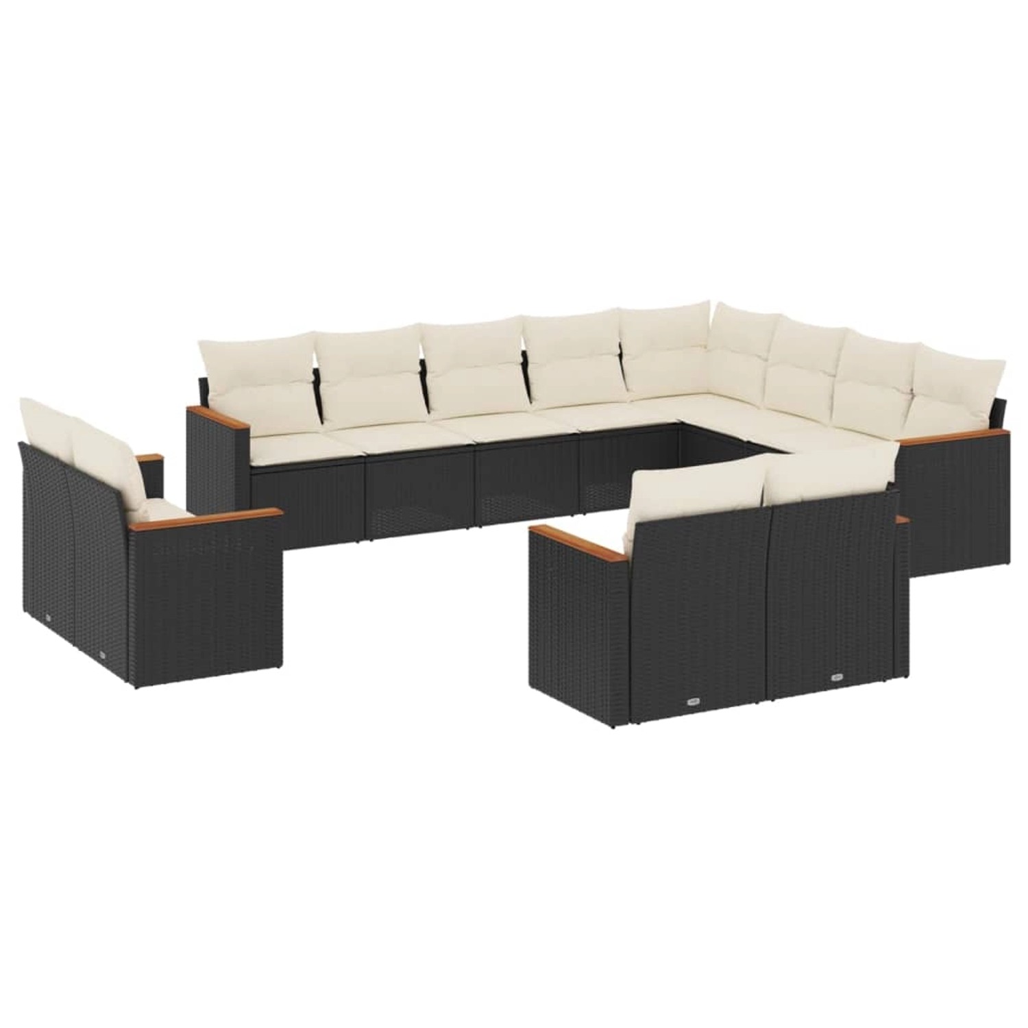 vidaXL 12-Tlg Garten-Sofagarnitur mit Kissen Schwarz Poly Rattan 3226511 günstig online kaufen
