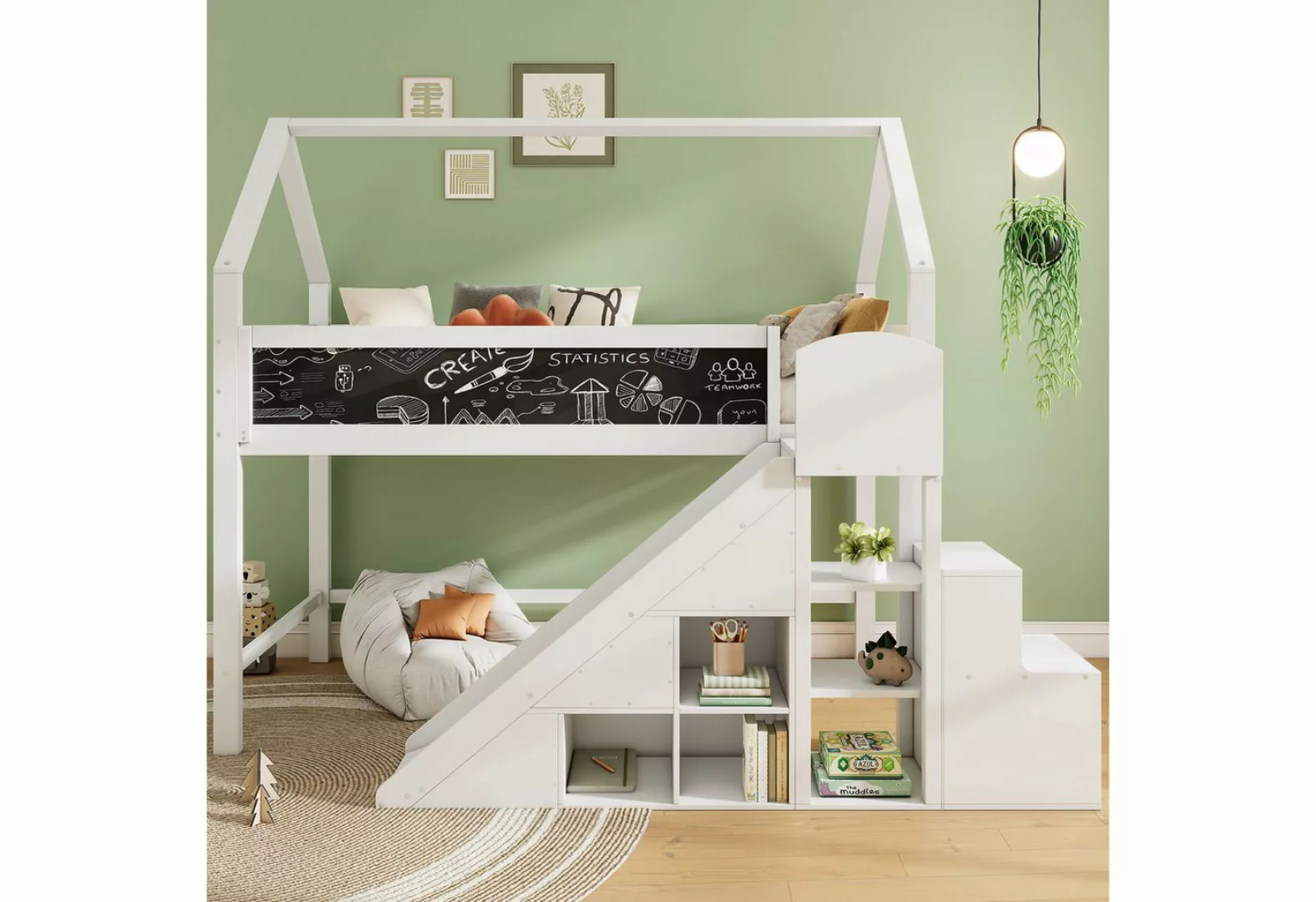 WISHDOR Etagenbett Hausbett Kinderbett (Multifunktionales Einzelbett, 1-St. günstig online kaufen