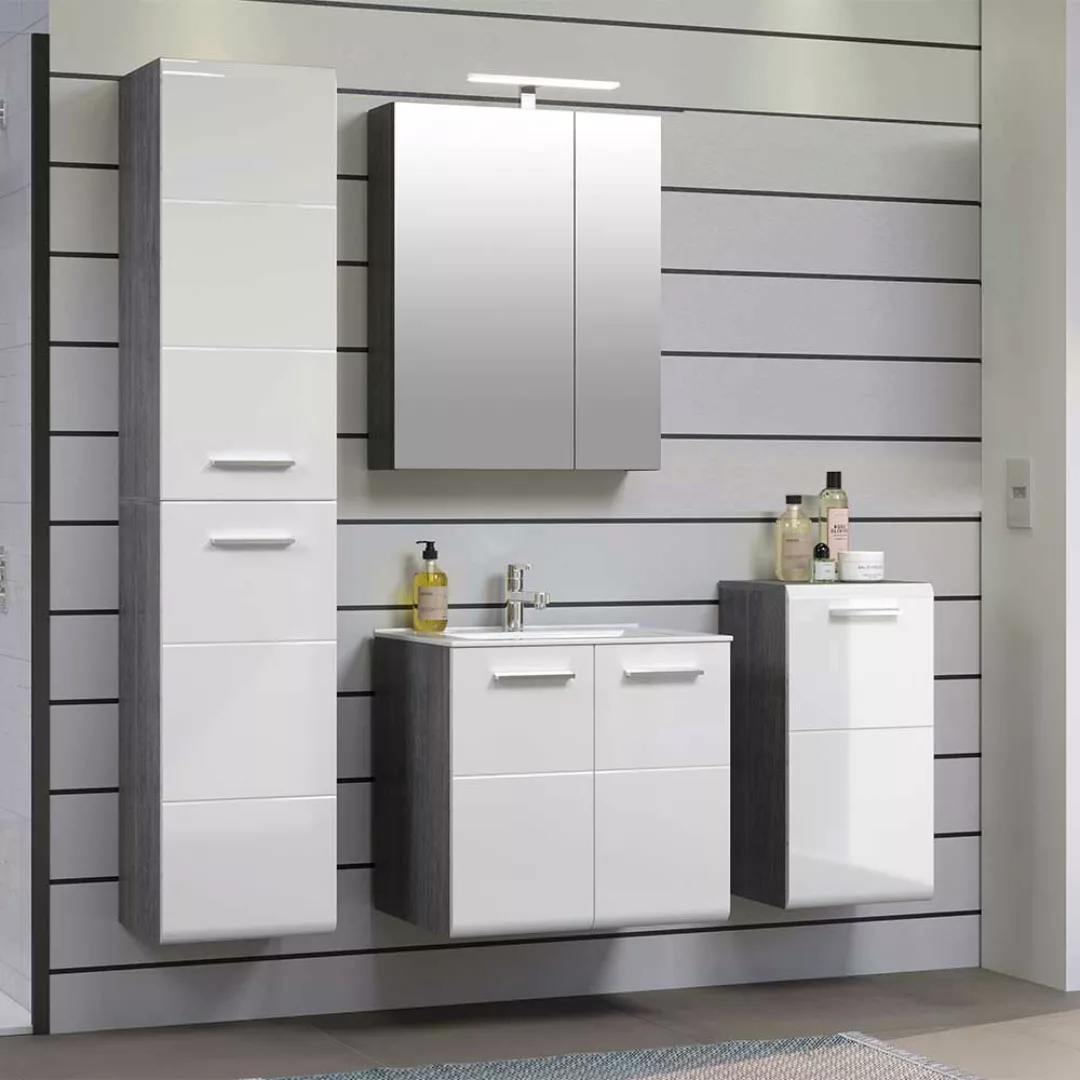 Badmöbel mit Waschbecken in modernem Design 170 cm hoch (vierteilig) günstig online kaufen