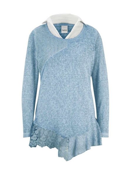heine T-Shirt HEINE Damen 2-in-1-Shirt-Set, graublau-weiß günstig online kaufen