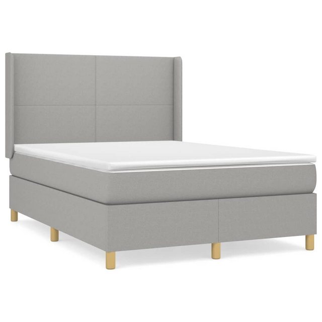 vidaXL Bettgestell Boxspringbett mit Matratze Hellgrau 140x200 cm Stoff Bet günstig online kaufen