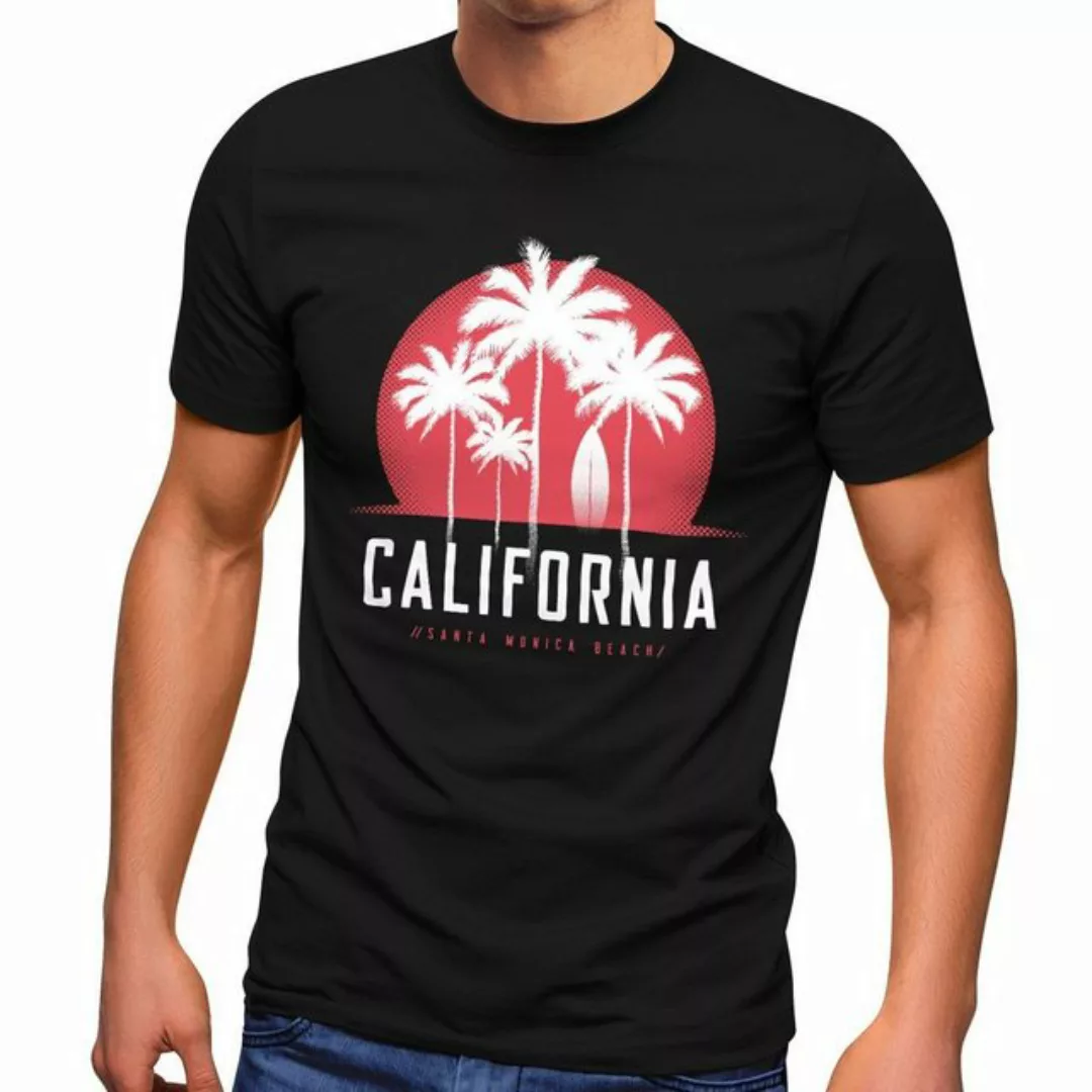 Neverless Print-Shirt Herren T-Shirt California Palmen Santa Monica Beach S günstig online kaufen