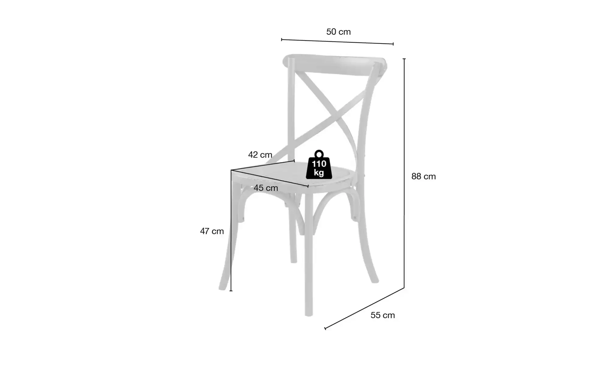 Stuhl, Used-Look  Hobart - 50 cm - 88 cm - 55 cm - Sconto günstig online kaufen