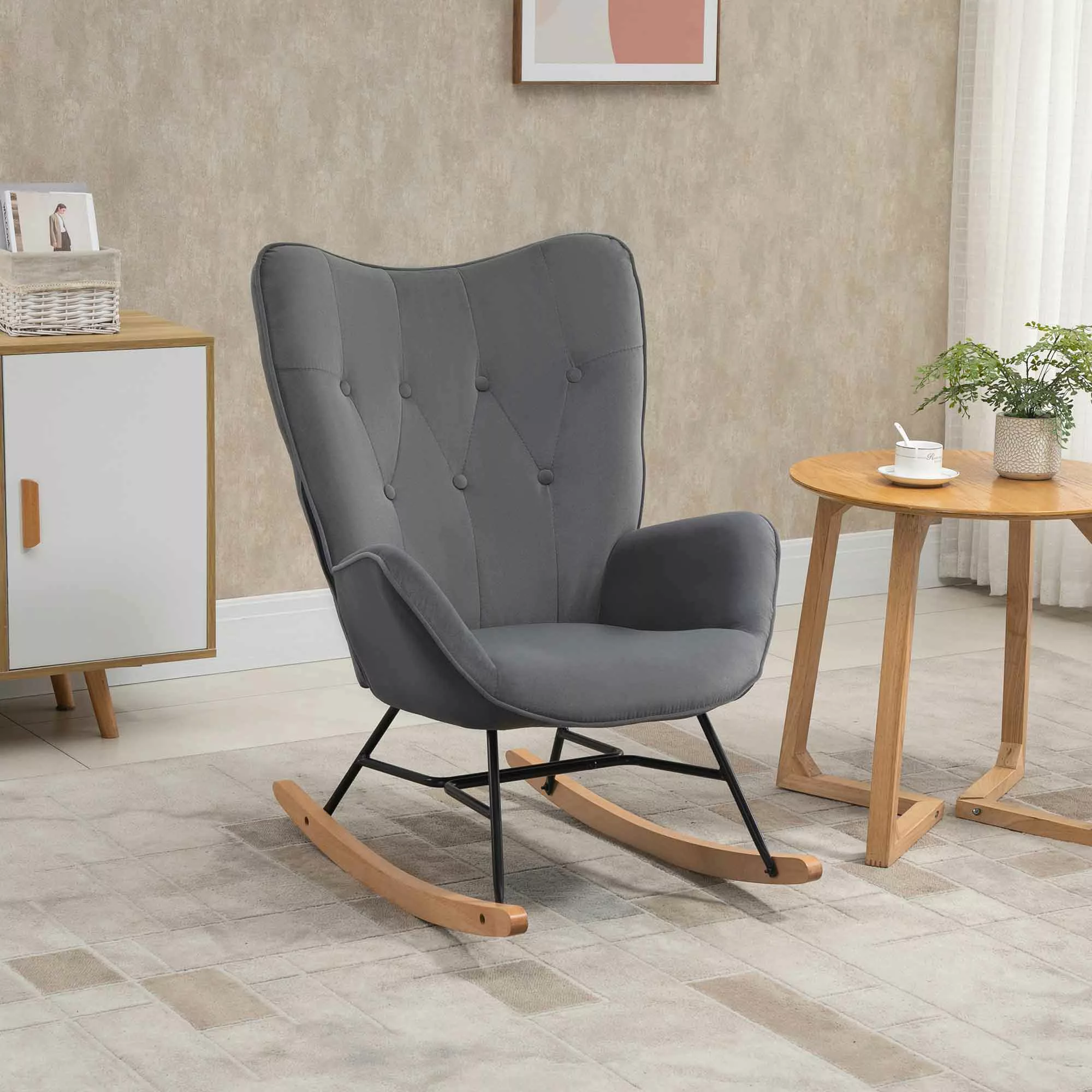 HOMCOM Schaukelstuhl mit Stahlrahmen gepolstert Relax Stuhl Sessel Stuhl Wo günstig online kaufen