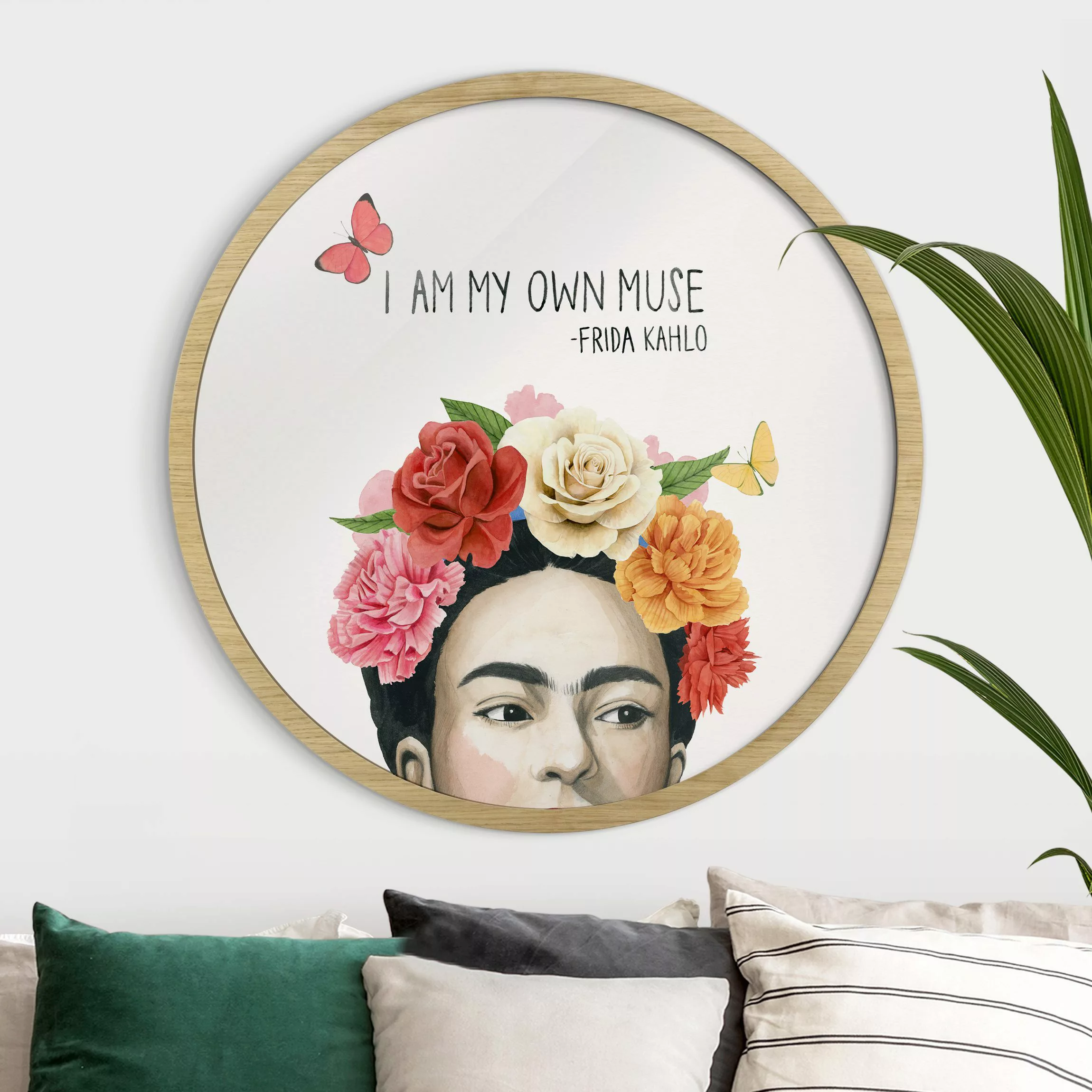 Rundes Gerahmtes Bild Fridas Gedanken - Muse günstig online kaufen