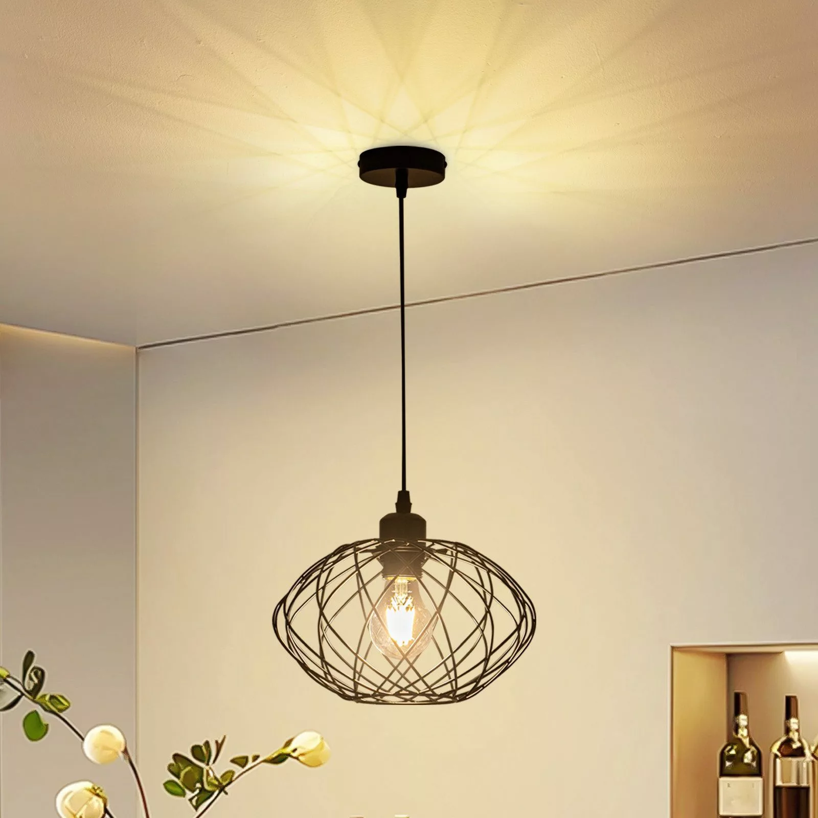 ZMH Pendelleuchte Esszimmer 120CM Schwarz Retro günstig online kaufen