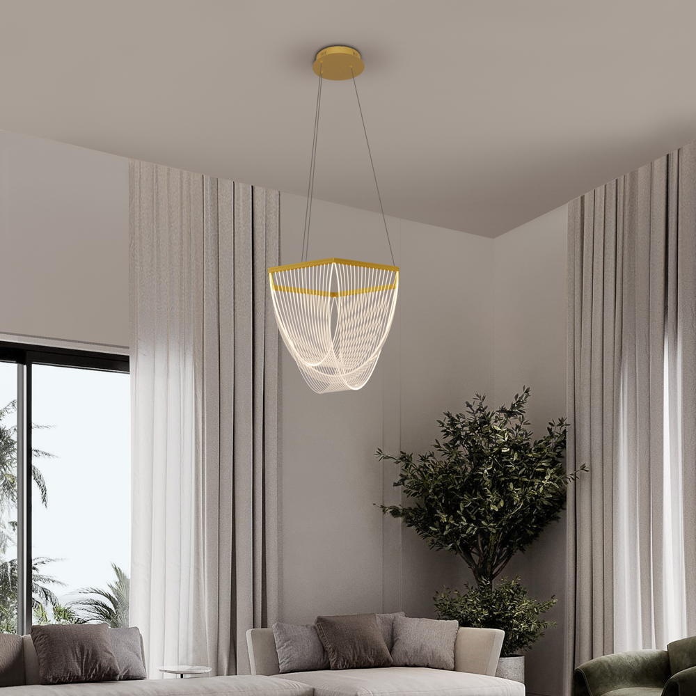 LED Pendelleuchte Valentin in Transparent und Gold 35W 2995lm günstig online kaufen