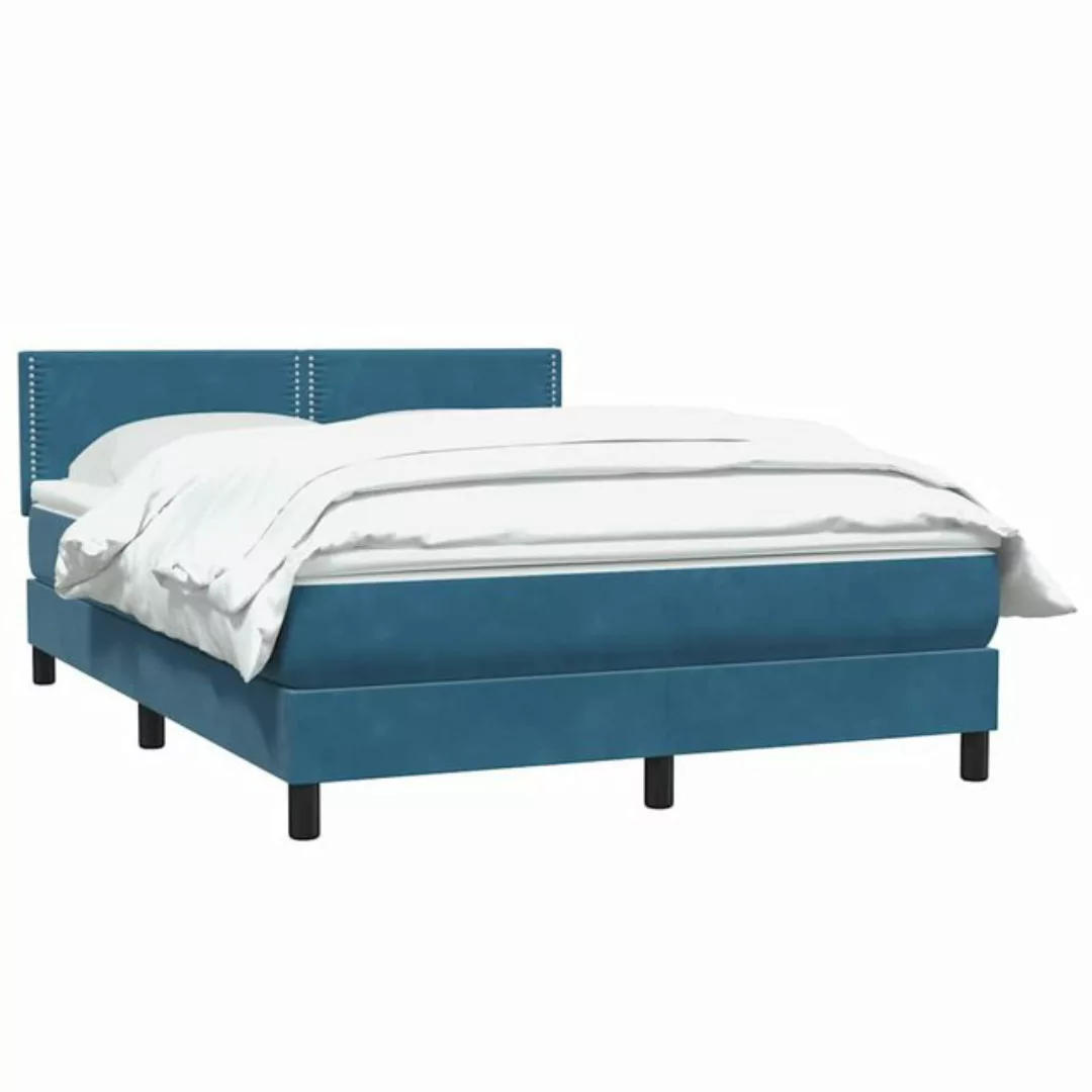 vidaXL Bett Boxspringbett mit Matratze Dunkelblau 140x210 cm Samt günstig online kaufen