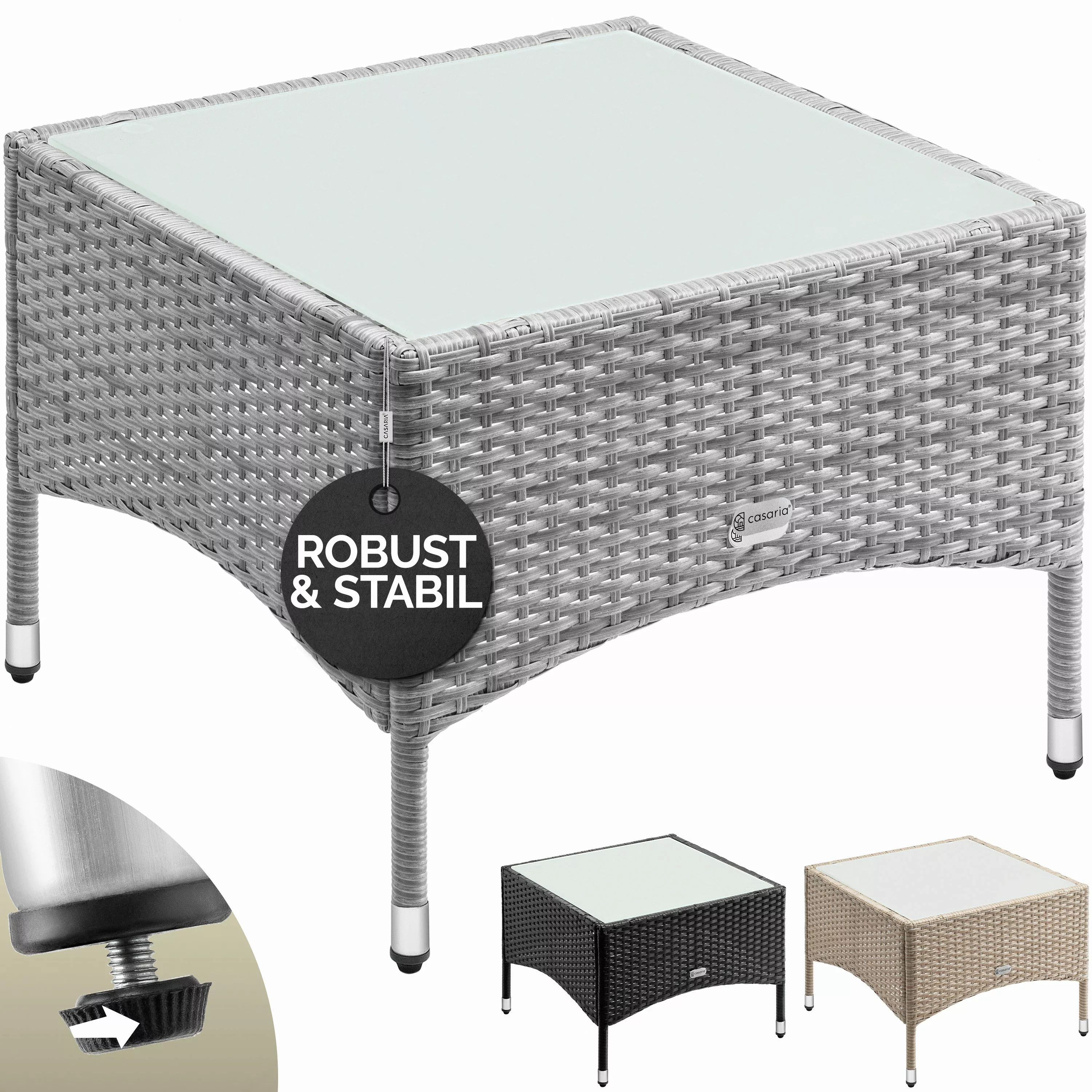 Casaria Beistelltisch, Polyrattan 58x58cm Wetterfest Höhenverstellbar günstig online kaufen