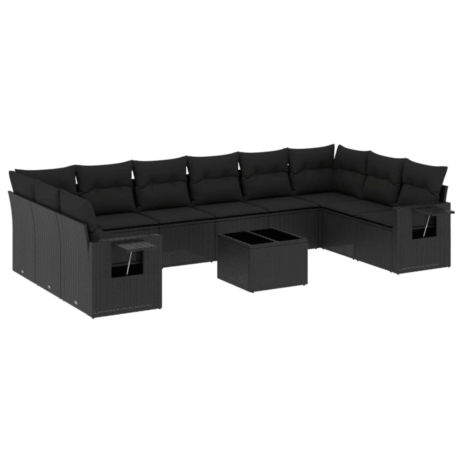 vidaXL 11-tlg Garten-Sofagarnitur mit Kissen Schwarz Poly Rattan Modell 121 günstig online kaufen