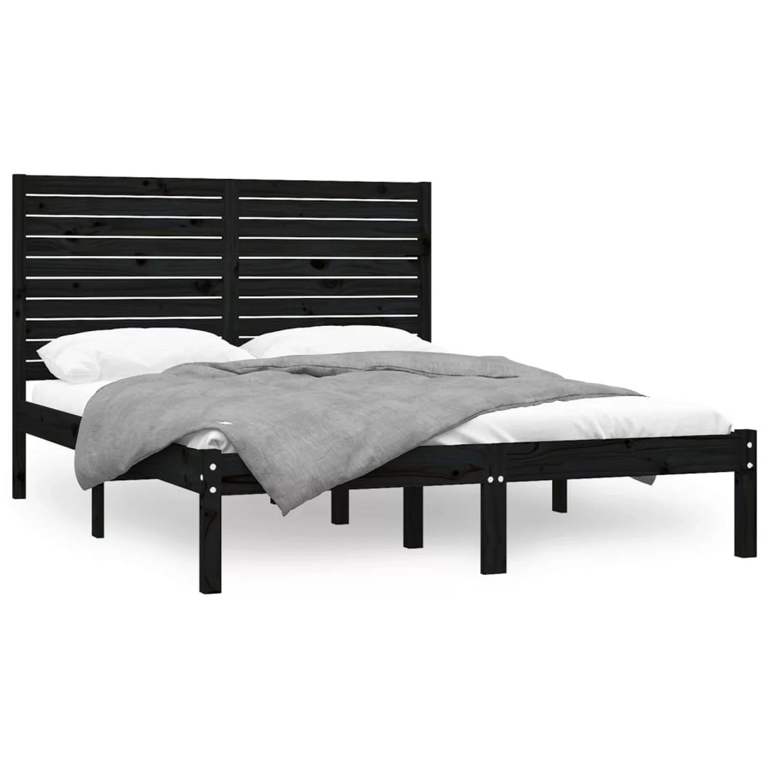 vidaXL Bettgestell Massivholzbett Schwarz 150x200 cm 5FT King Size Bett Bet günstig online kaufen