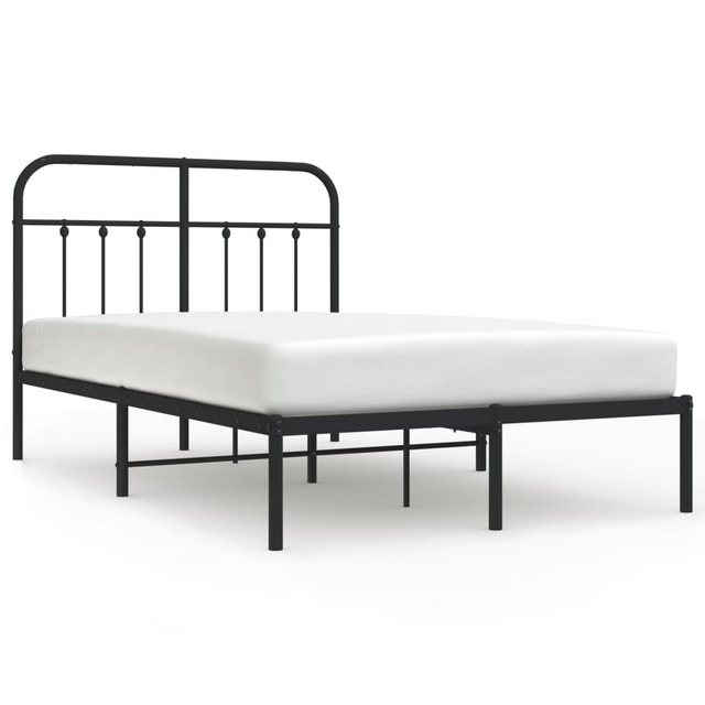 vidaXL Bettgestell, Bettrahmen mit Kopfteil Metall Schwarz 120x190 cm günstig online kaufen