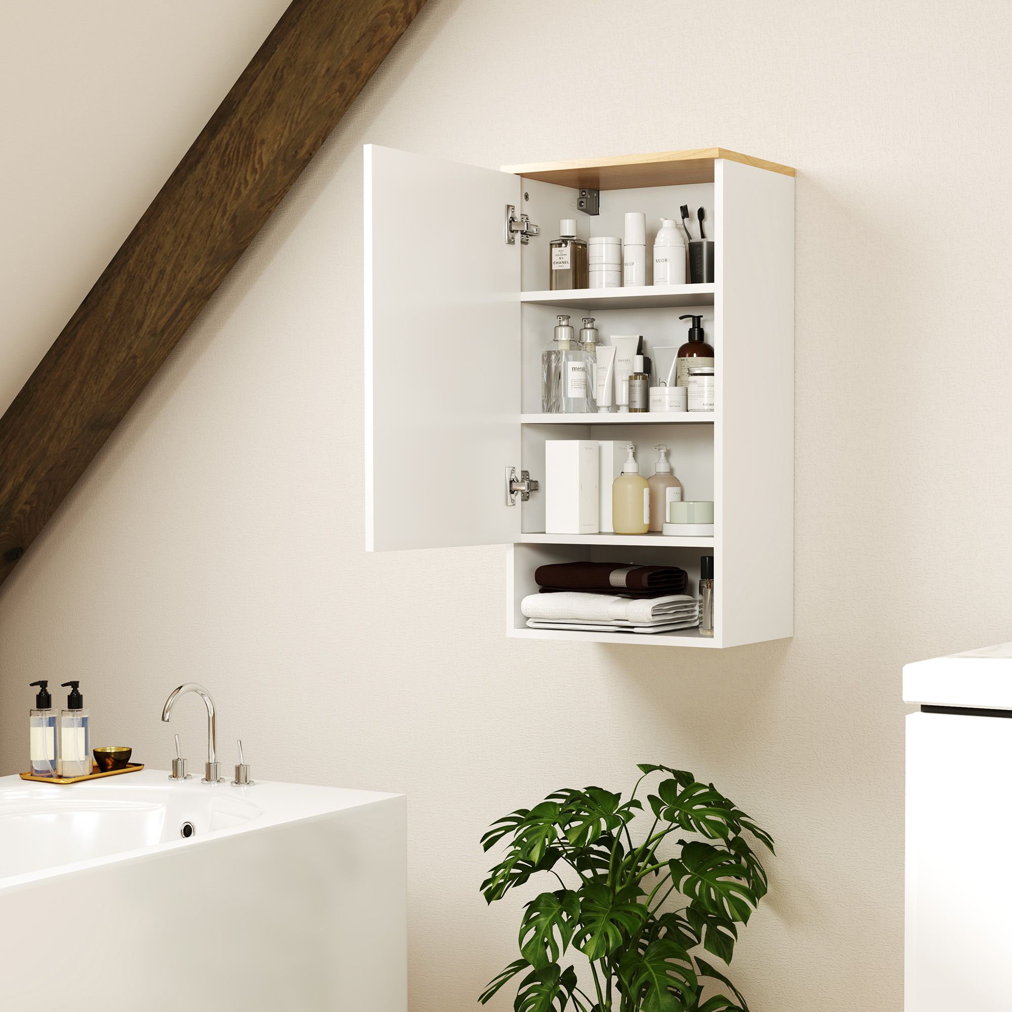 HOMCOM Badezimmerschrank mit verstellbaren Regalen und Tür, Badezimmerschra günstig online kaufen