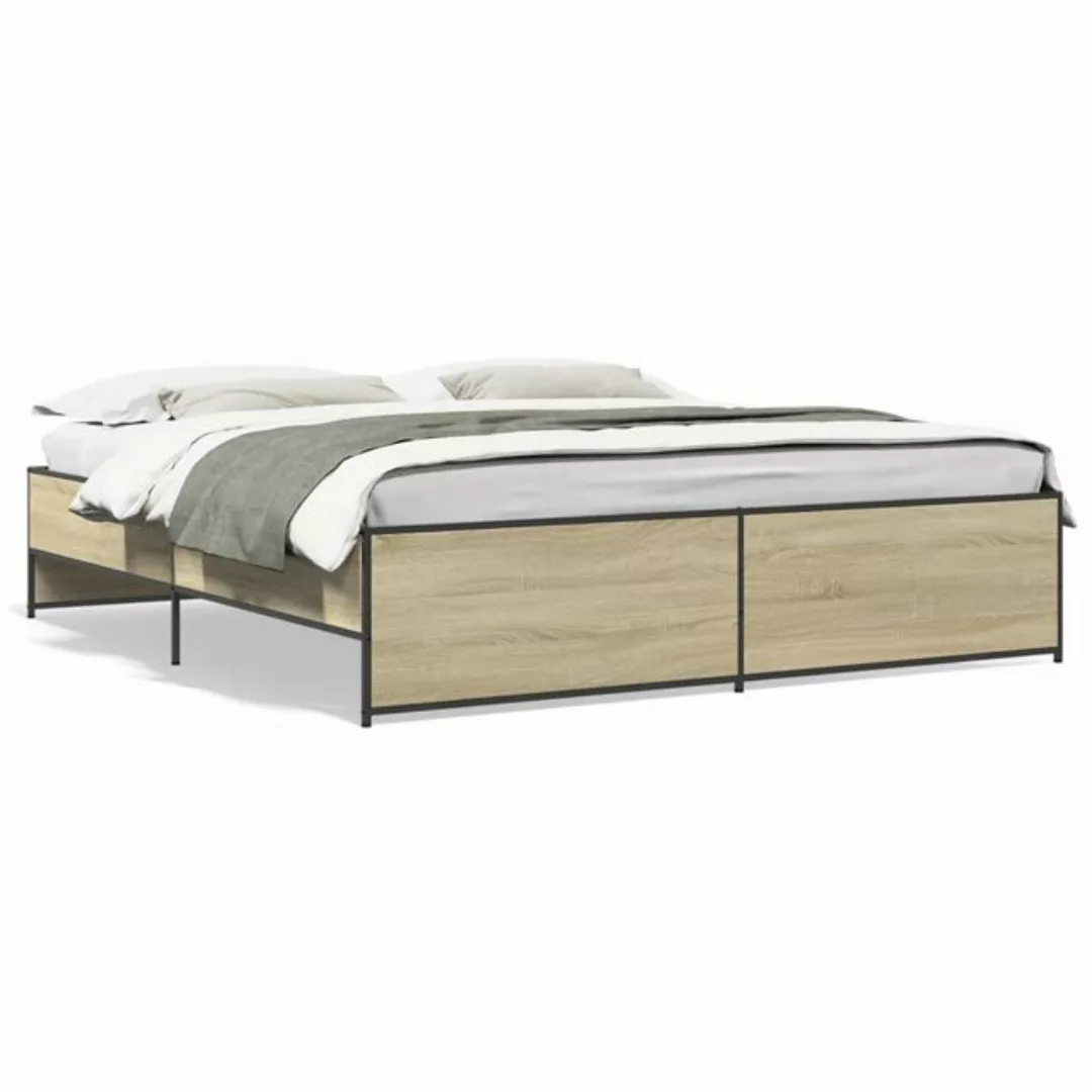 vidaXL Bett Bettgestell Betongrau 135x190 cm Holzwerkstoff günstig online kaufen