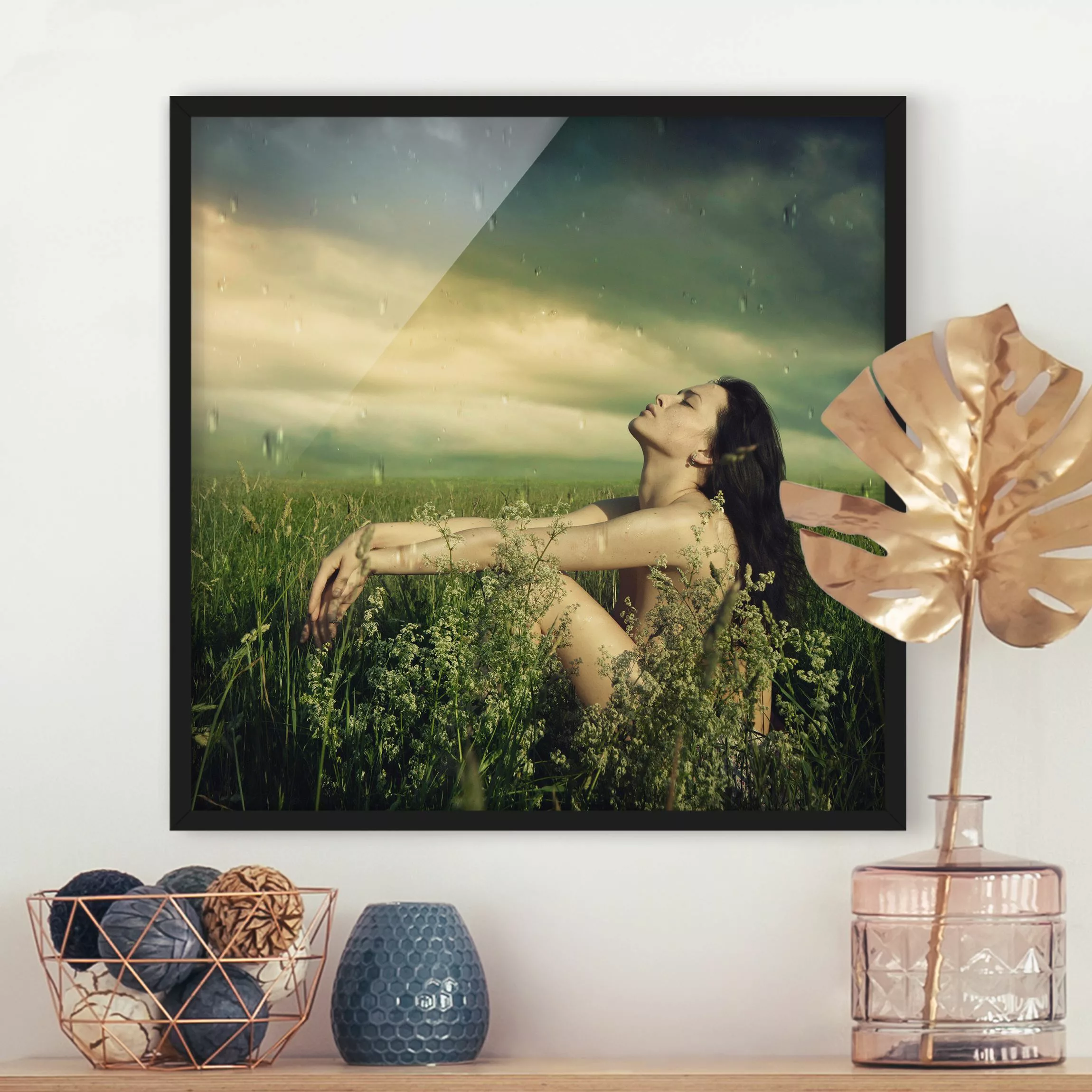 Bild mit Rahmen Portrait - Quadrat Sommerregen günstig online kaufen