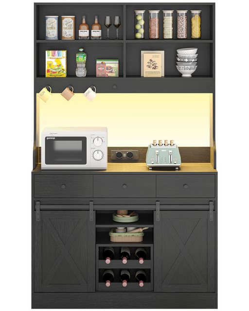 MSMASK Küchenbuffet Küchenschrank Sideboard Mehrzweckschrank mit LED-Beleuc günstig online kaufen