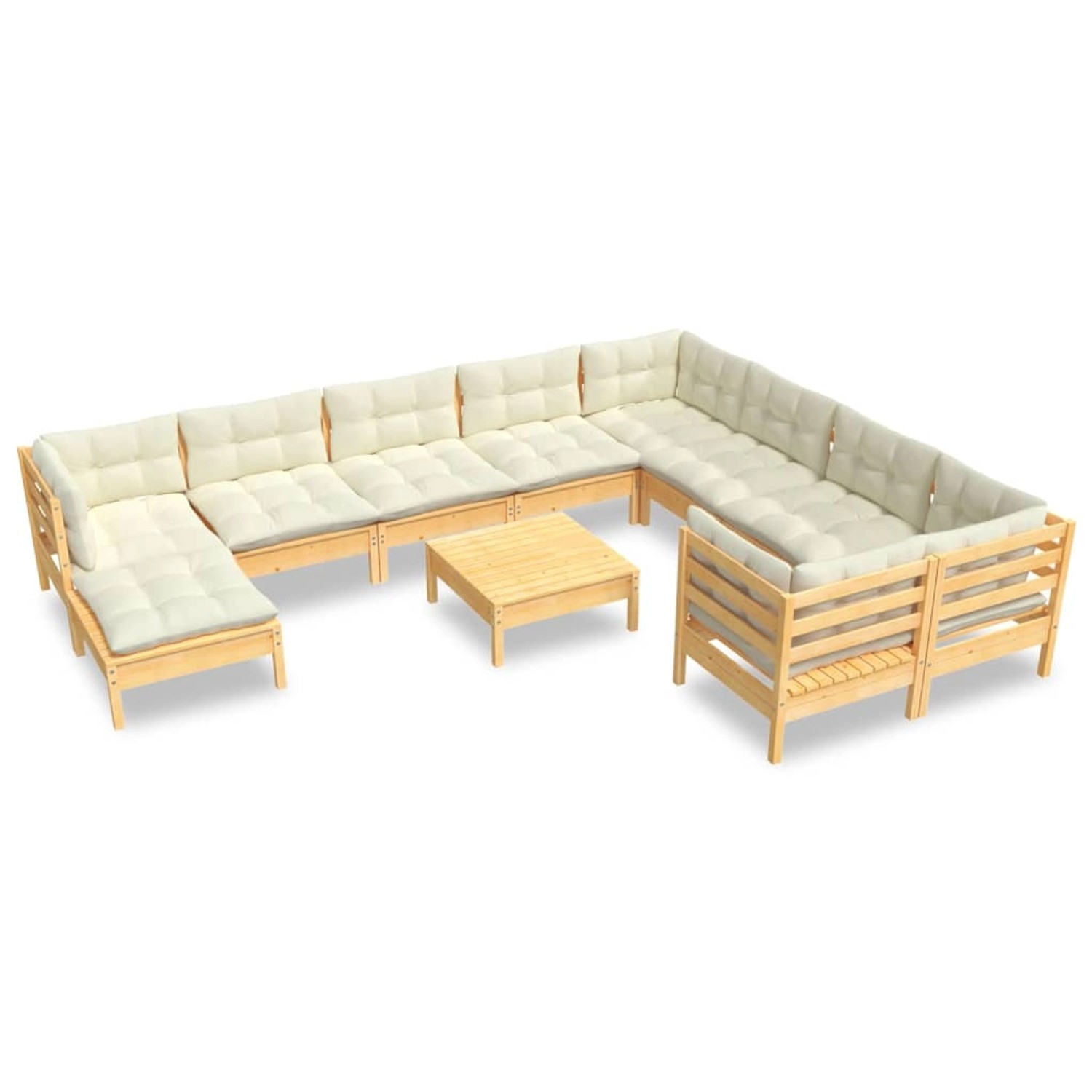 vidaXL 11-tlg Garten-Lounge-Set mit Creme Kissen Kiefernholz Modell 4 günstig online kaufen