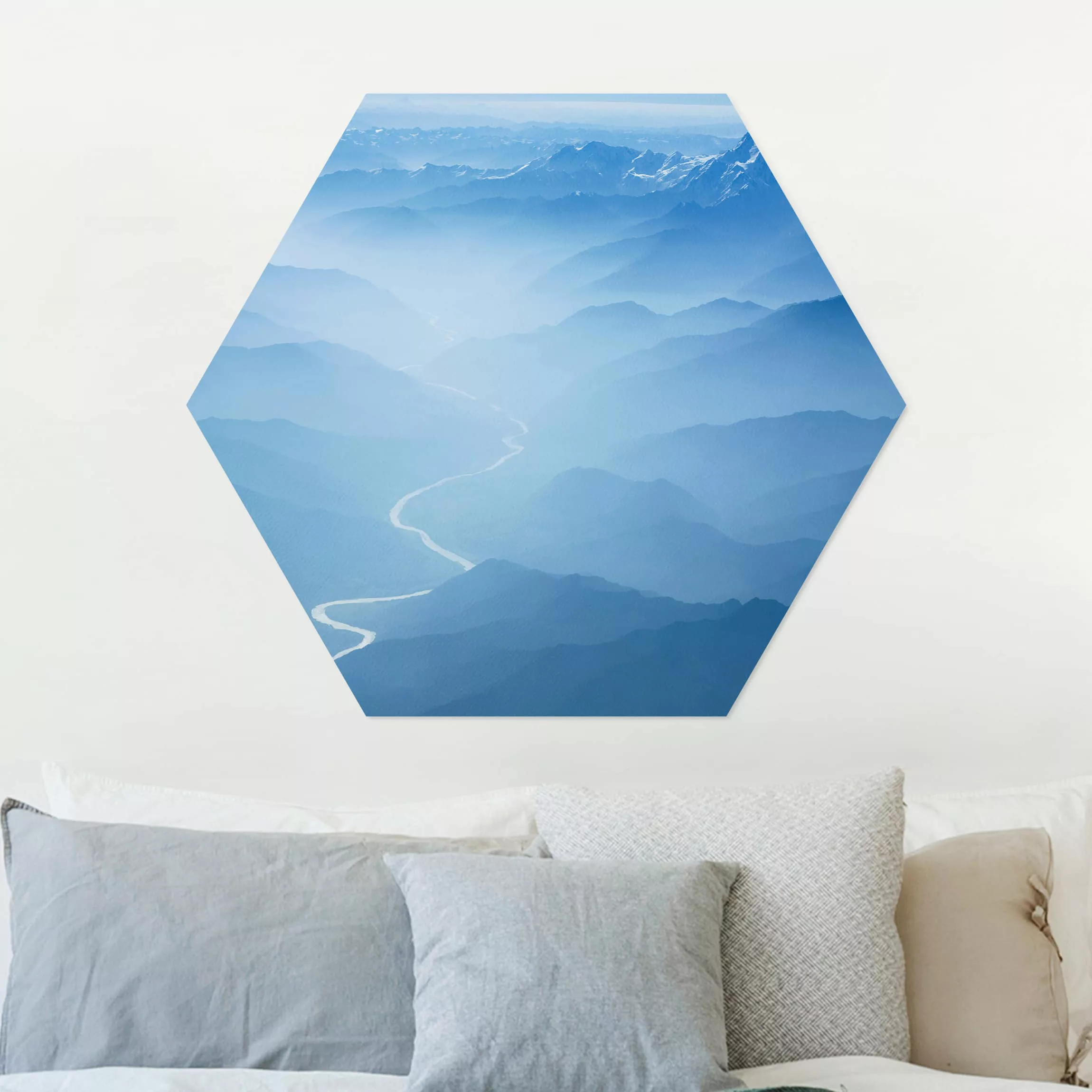 Hexagon-Alu-Dibond Bild Natur & Landschaft Blick über den Himalaya günstig online kaufen