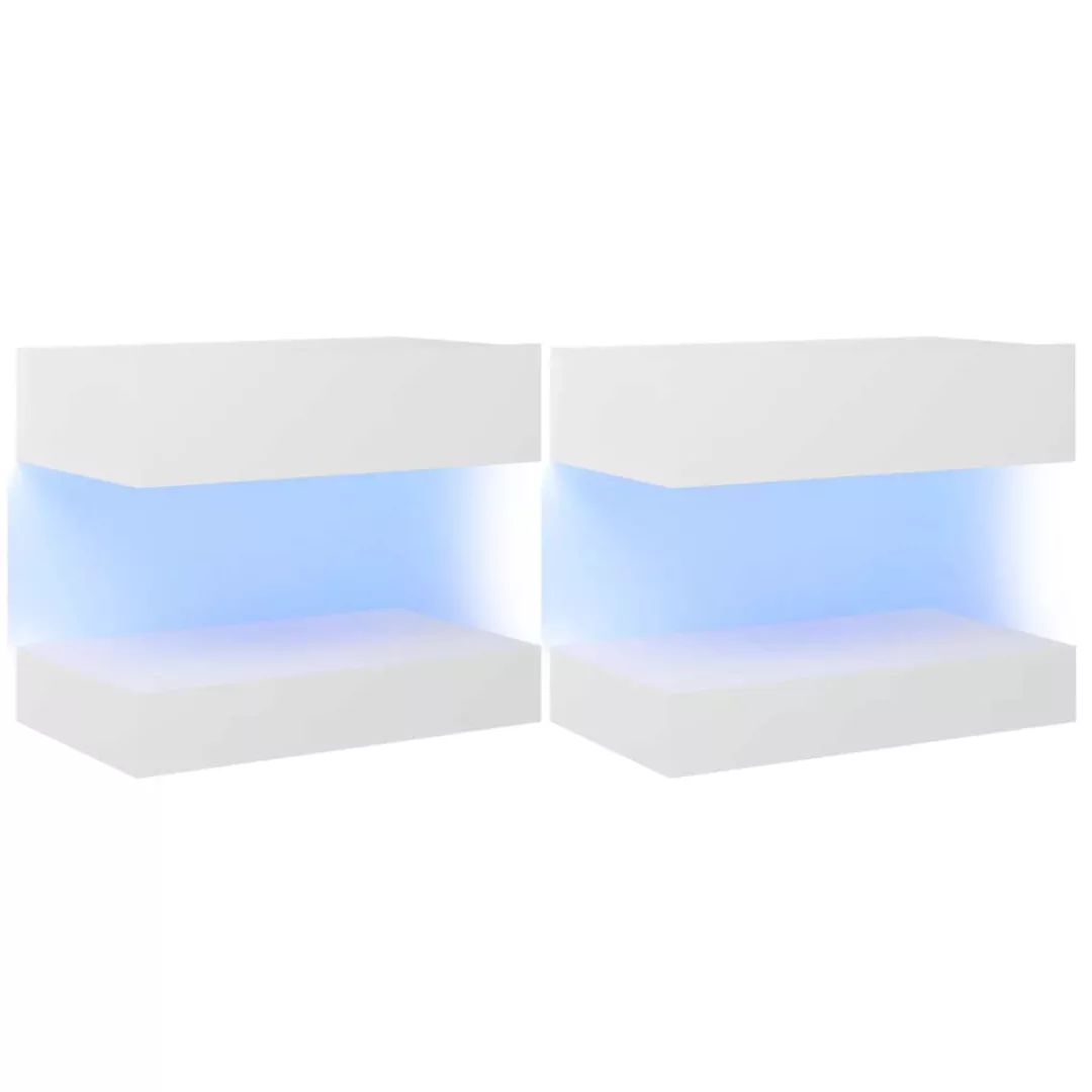 Led-nachttische 2 Stk. Weiß 60x35 Cm Spanplatte günstig online kaufen