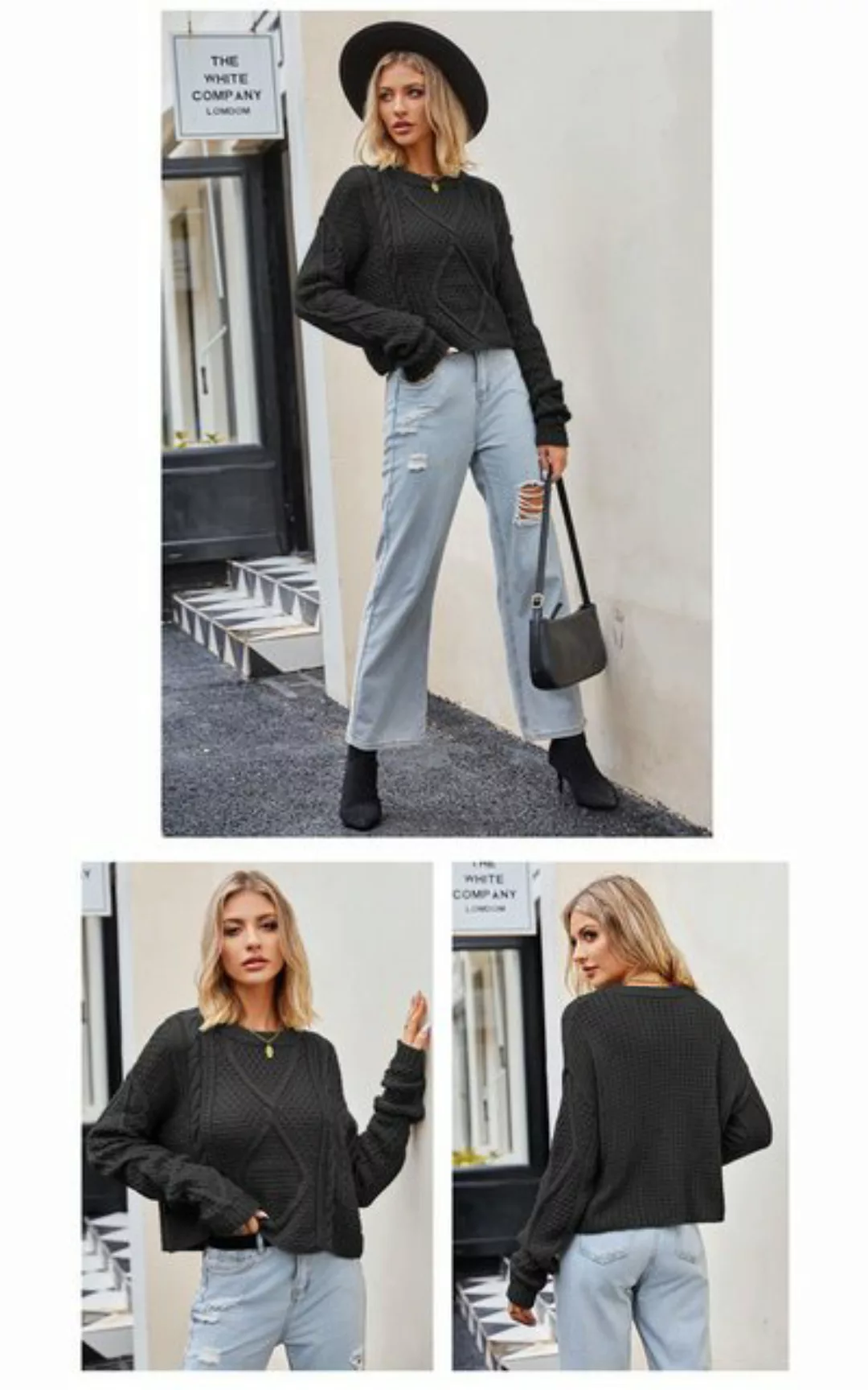RUZU UG Strickpullover Locker gestrickter Oversize-Pullover mit Grobstrick günstig online kaufen