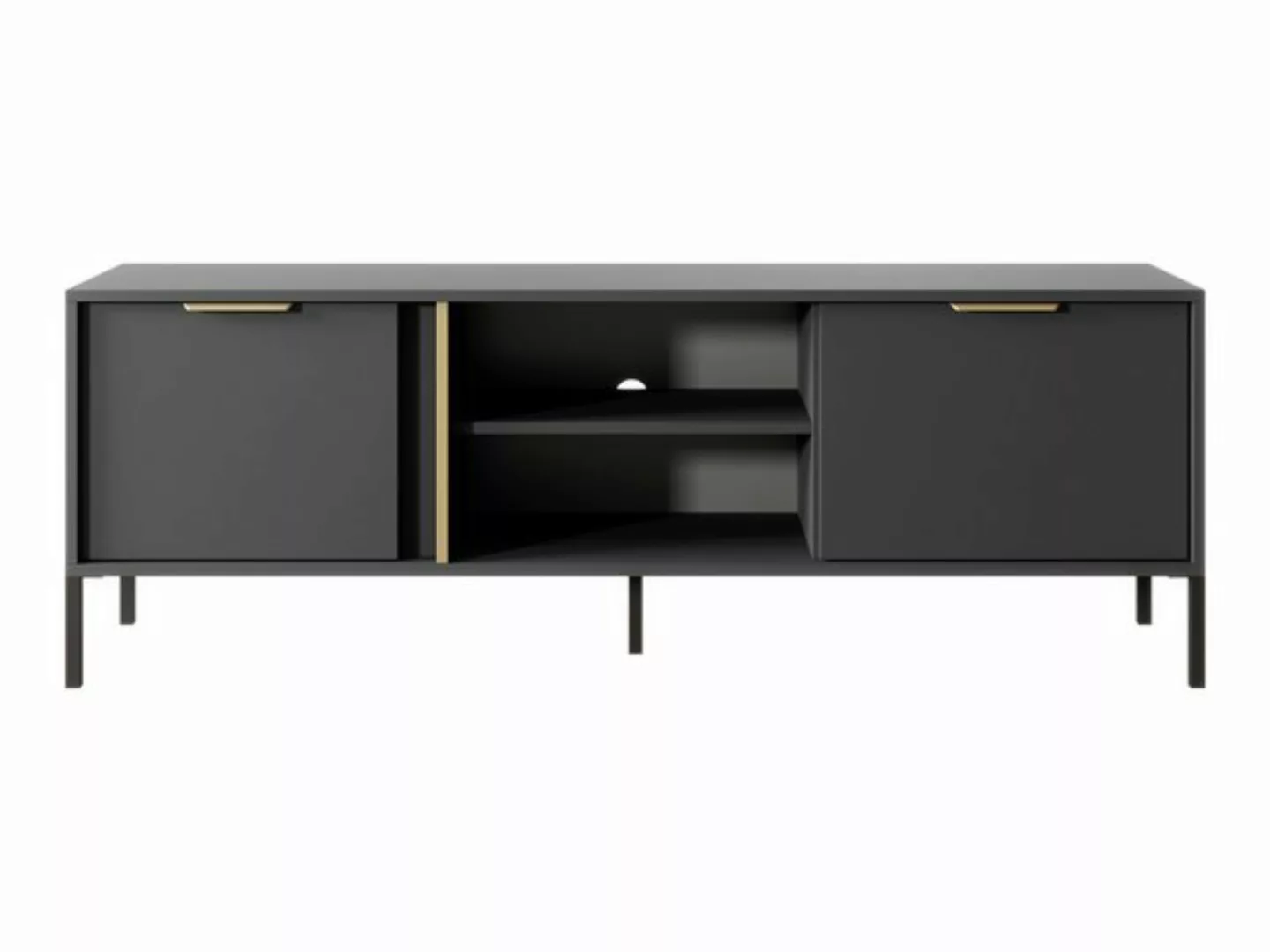 Furnix TV-Schrank Fernsehtisch LARSONS RTV153 G 2D Lowboard Kommode Anthraz günstig online kaufen