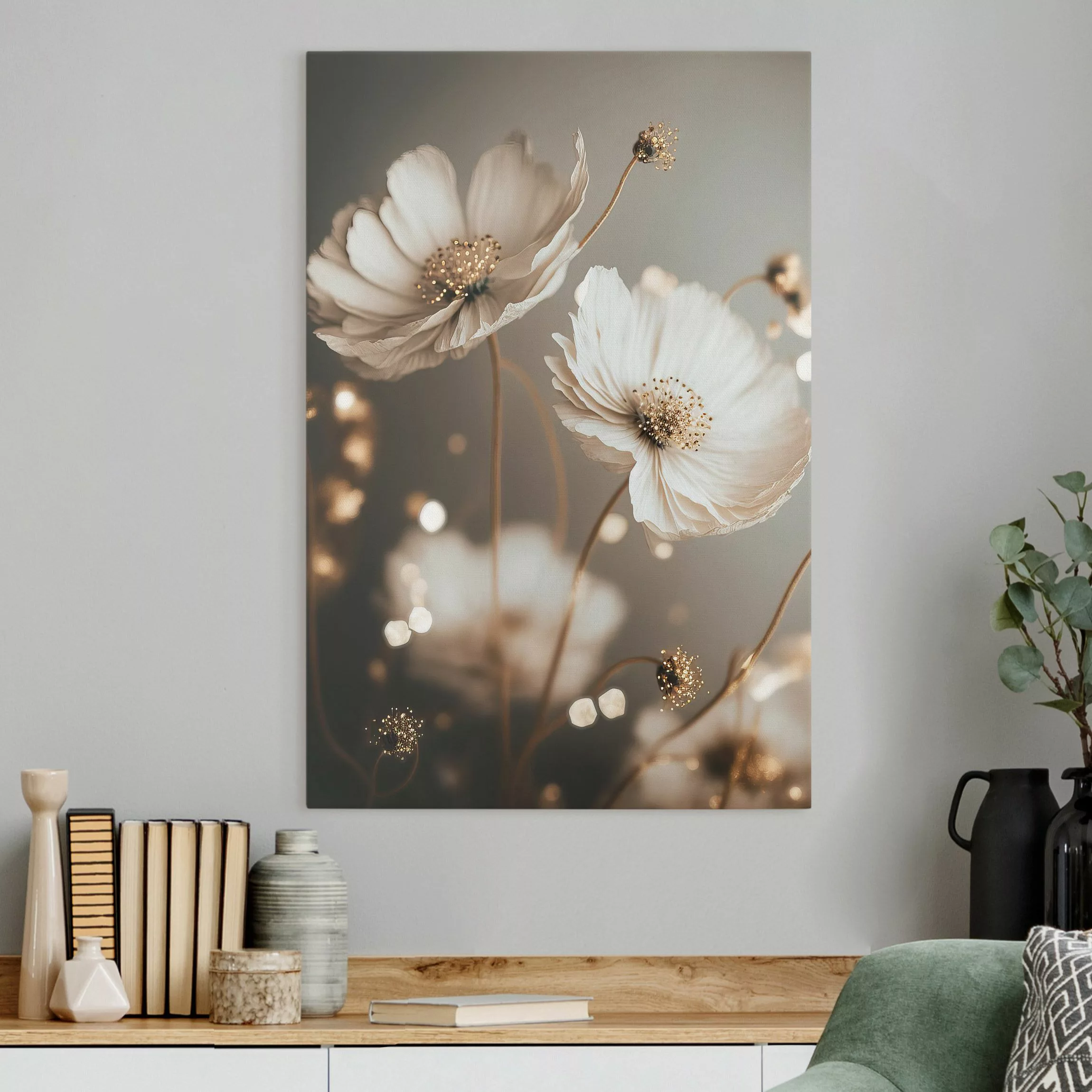 Leinwandbild Blumen mit Bokeh günstig online kaufen