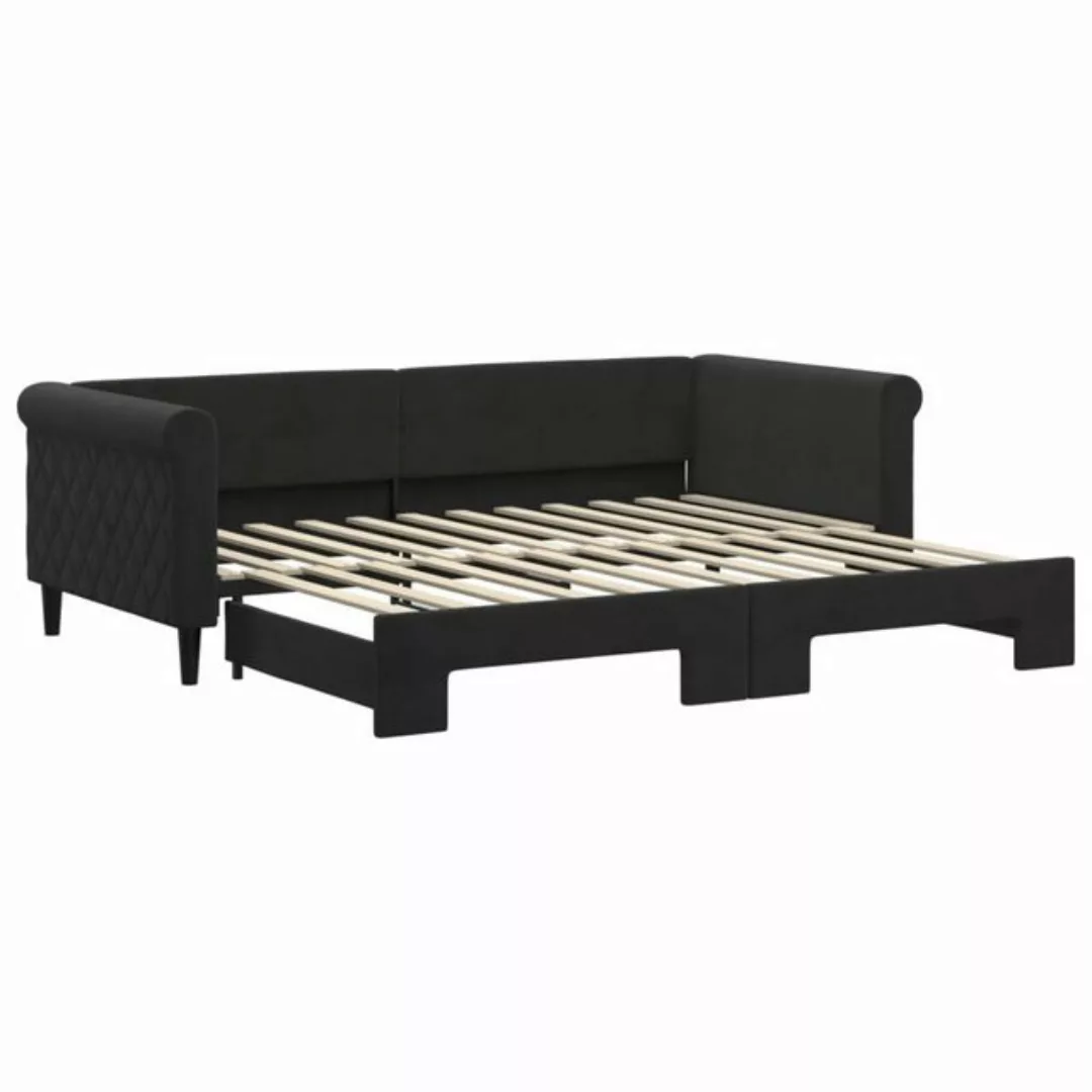 furnicato Bett Tagesbett Ausziehbar Schwarz 90x200 cm Samt (1-tlg) günstig online kaufen