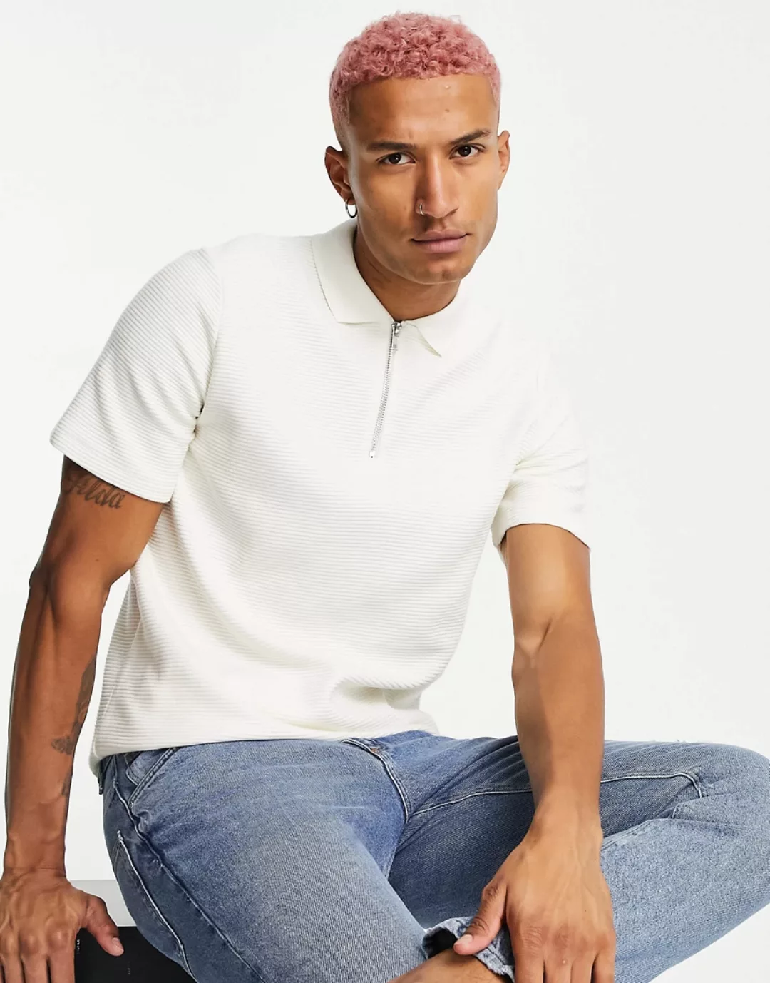 Bolongaro Trevor – Poloshirt mit Reißverschluss-Weiß günstig online kaufen