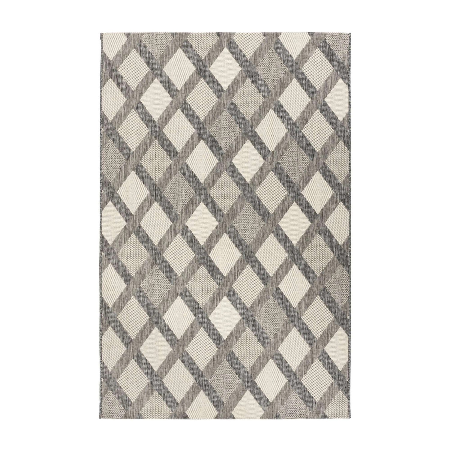 MeGusta Flachflor Teppich Modern Creme - Grau Polypropylen 120x170 cm Paula günstig online kaufen