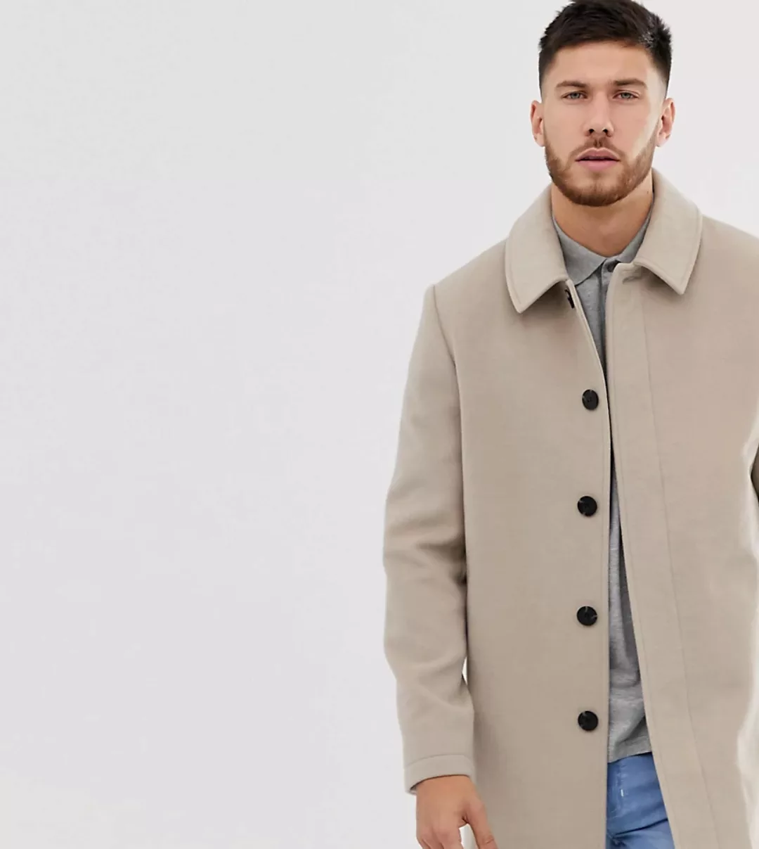 ASOS DESIGN – Mantel aus Wollmischung in Stone-Steingrau günstig online kaufen