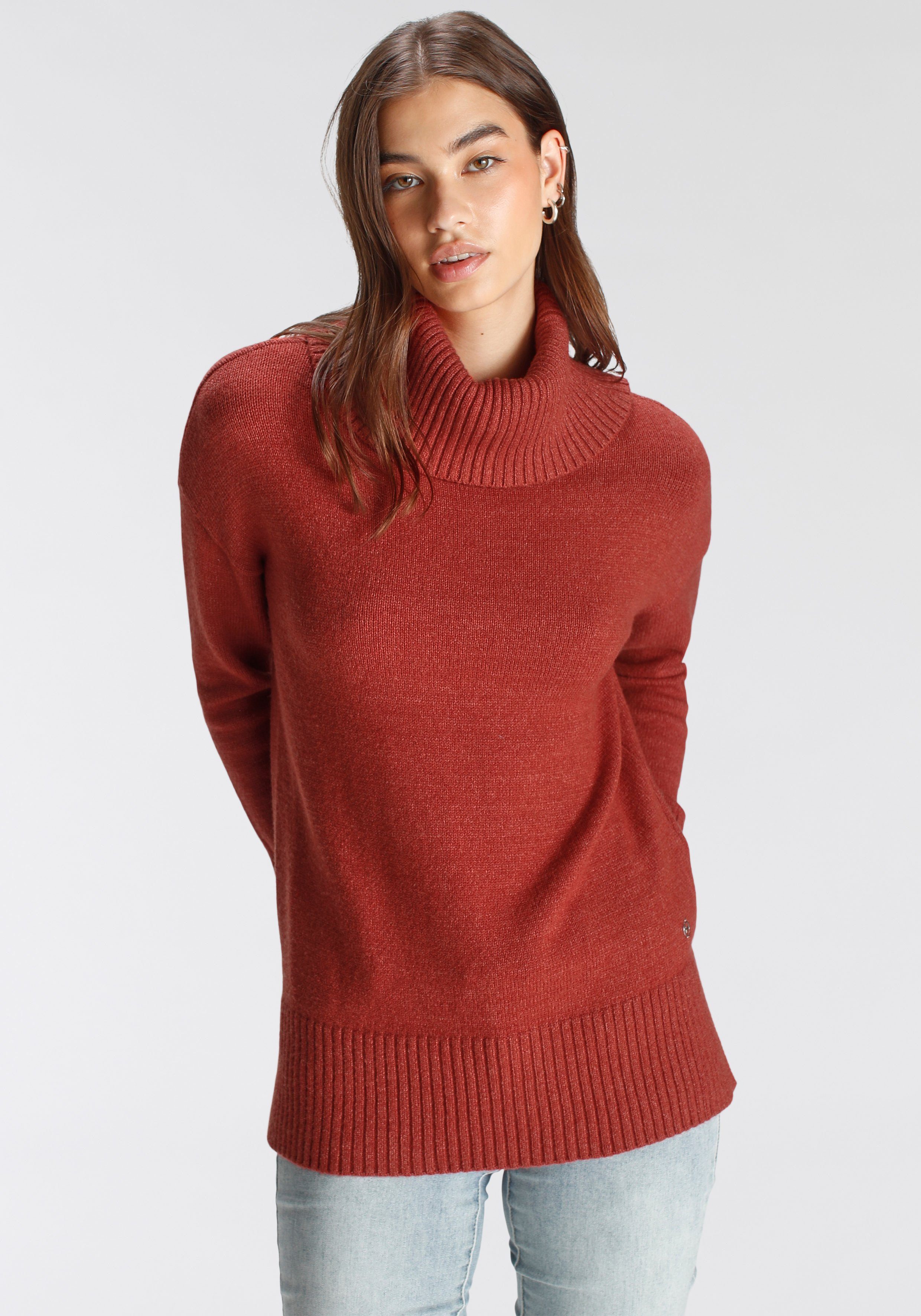 Tamaris Rollkragenpullover mit Rippdetails günstig online kaufen