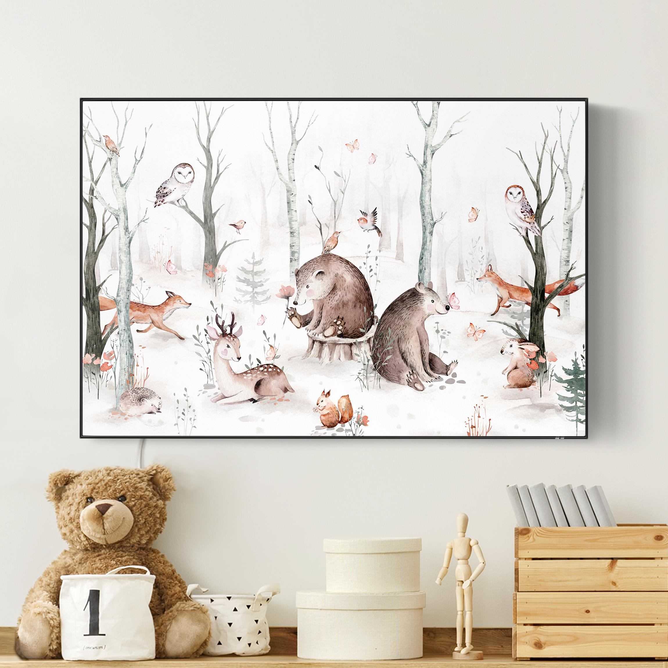 LED-Wechselbild Aquarell Waldtierfreunde günstig online kaufen