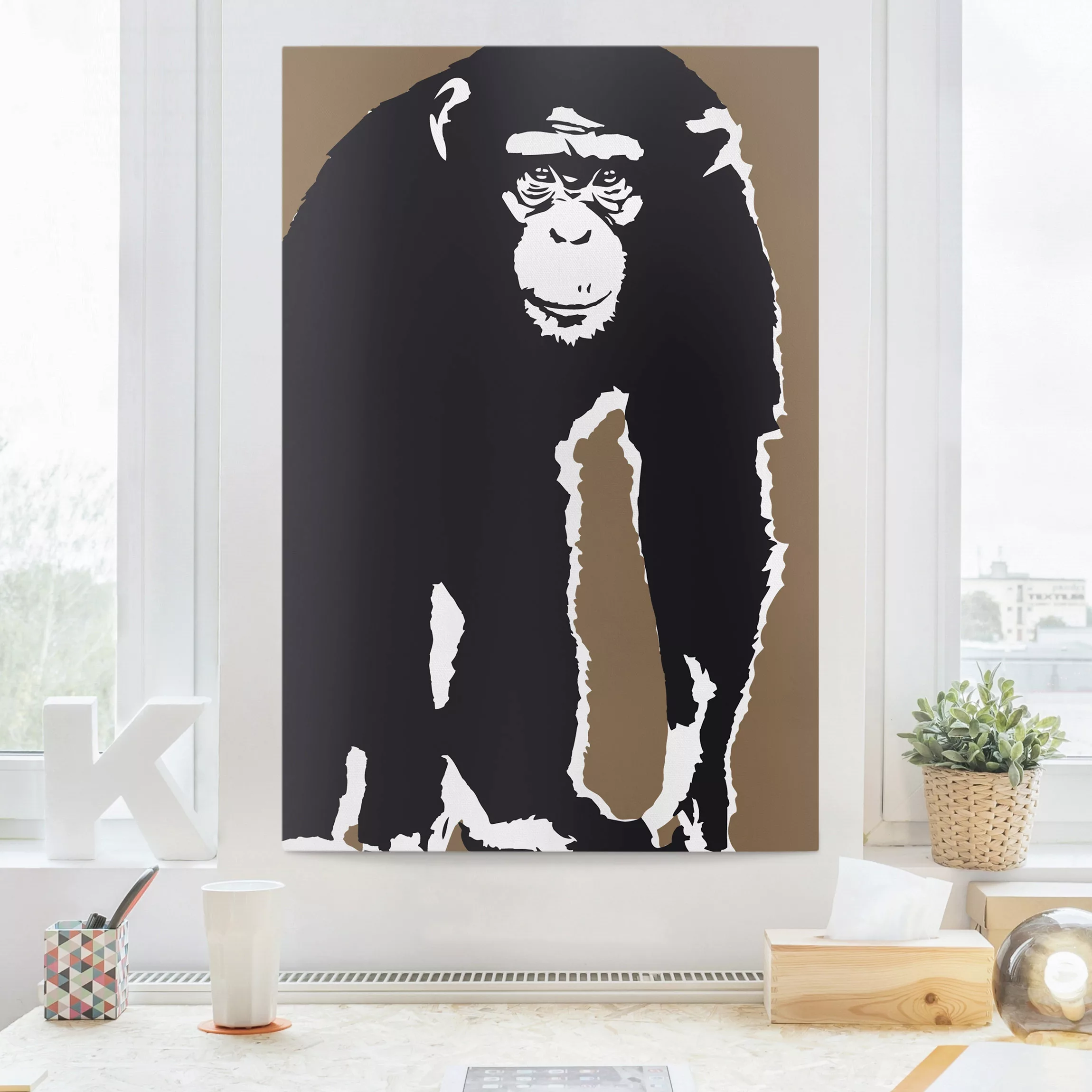 Leinwandbild Tiere - Hochformat Schimpanse günstig online kaufen