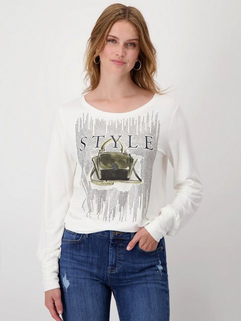 Monari Sweatshirt mit Schriftzug und Glitzersteinchen günstig online kaufen