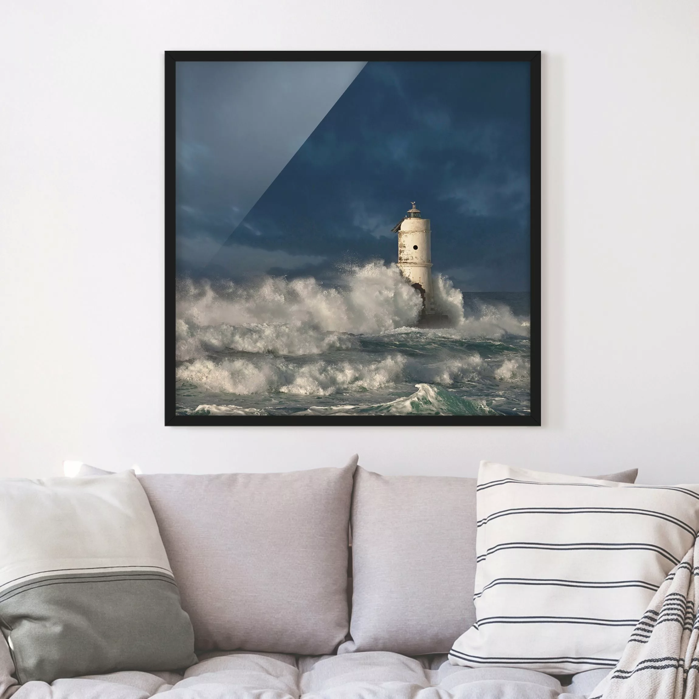 Bild mit Rahmen Natur & Landschaft - Quadrat Leuchtturm auf Sardinien günstig online kaufen