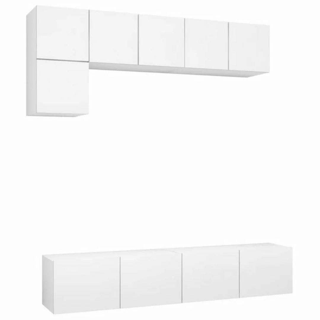 vidaXL Kleiderschrank 5-tlg TV-Schrank-Set Weiß Spanplatte günstig online kaufen