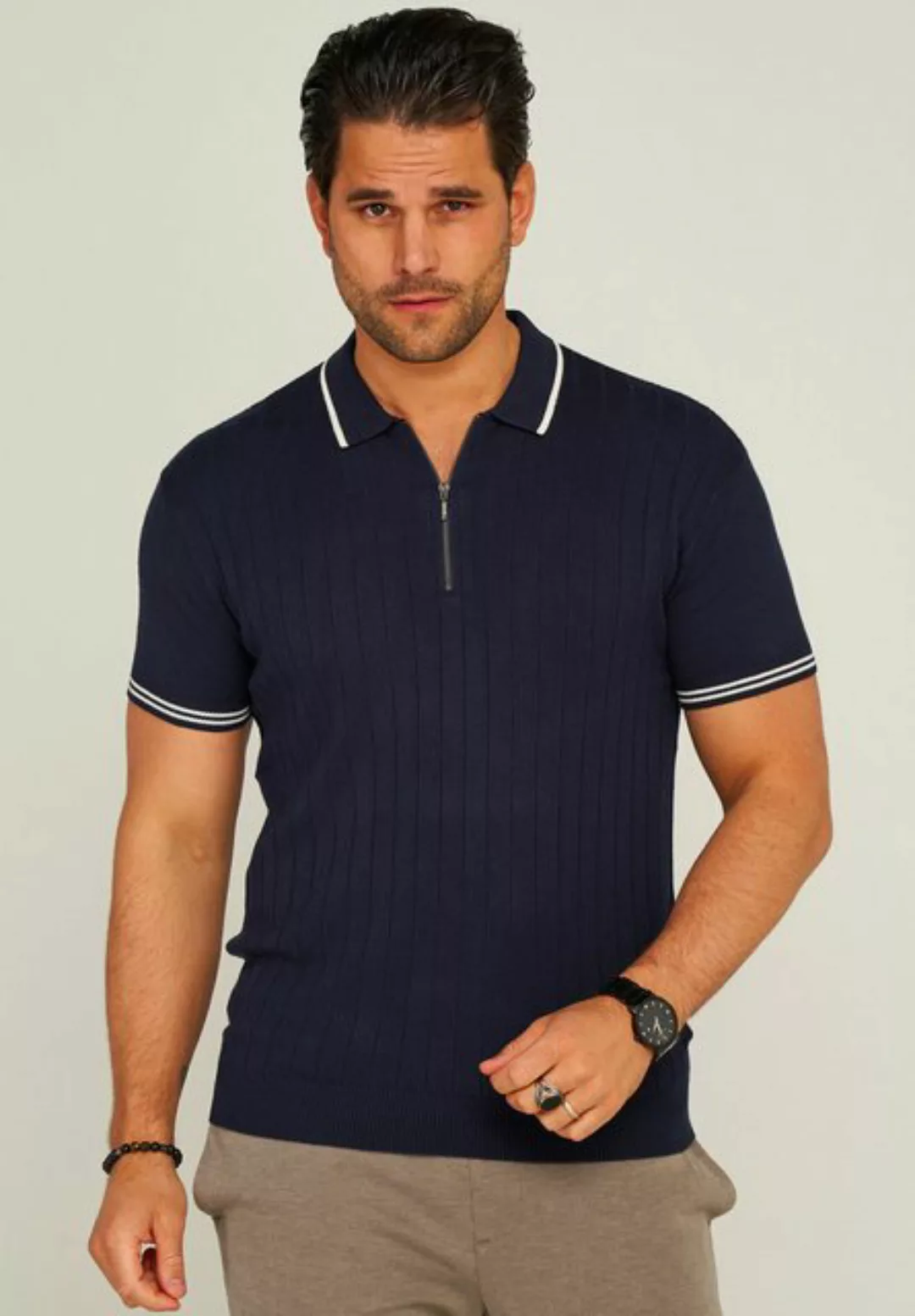 behype Poloshirt ZIP KNIT-POLO mit Reißverschluss günstig online kaufen