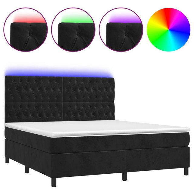 vidaXL Boxspringbett Boxspringbett mit Matratze & LED Samt (160 x 200 cm, S günstig online kaufen